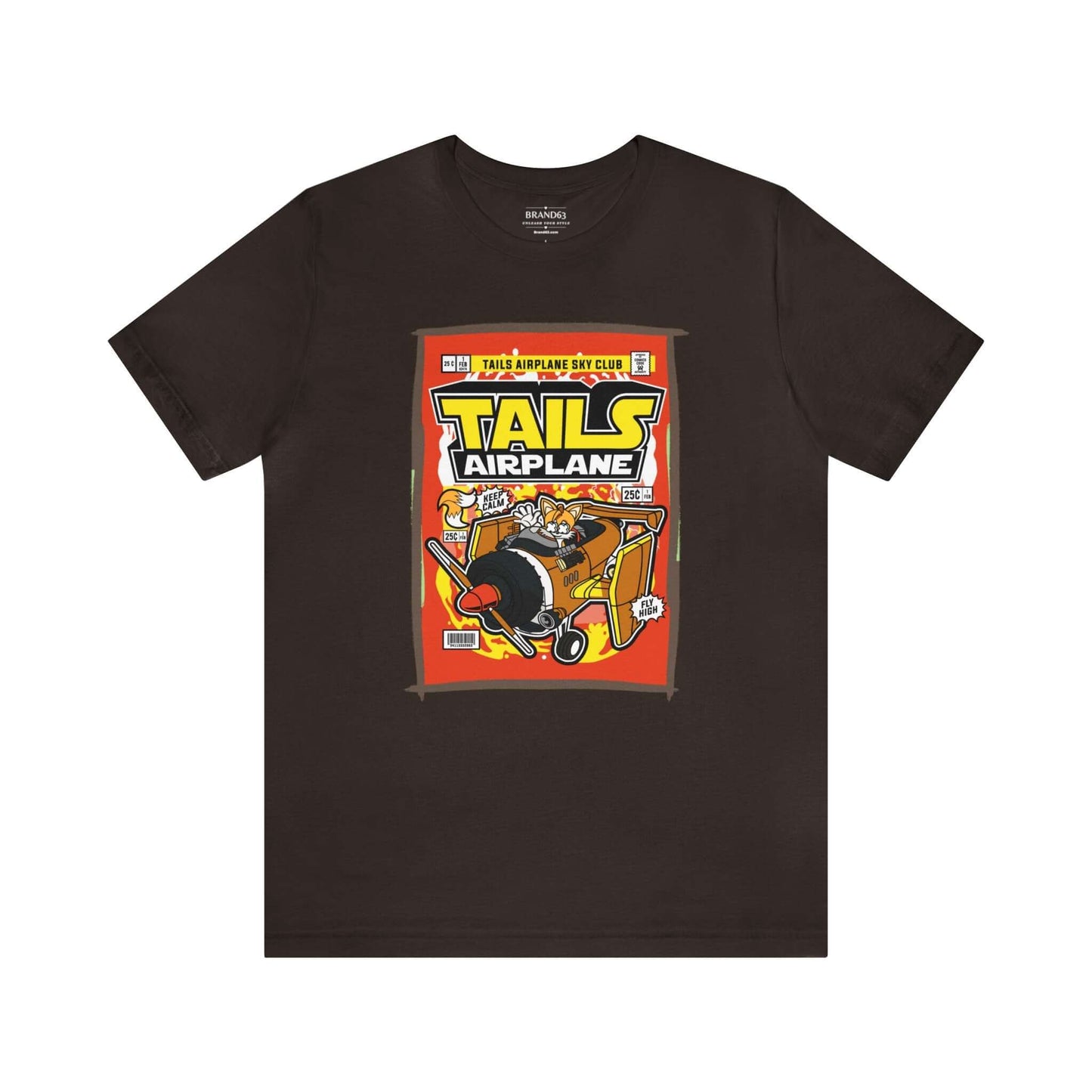 Tails Airplane Sky Club Retro Comic Book-Pop Art Graphic T-shirt, Brand63