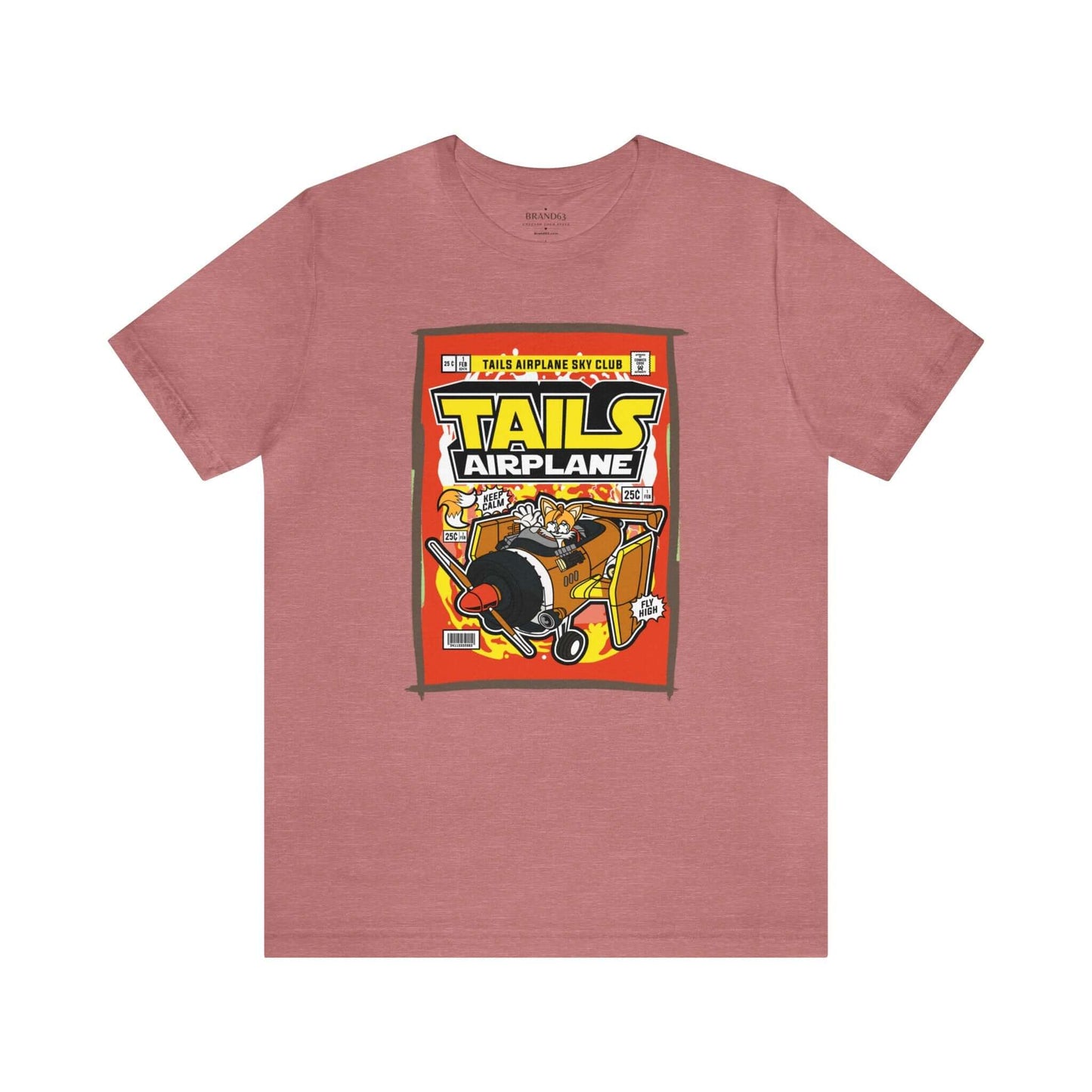 Tails Airplane Sky Club Retro Comic Book-Pop Art Graphic T-shirt, Brand63