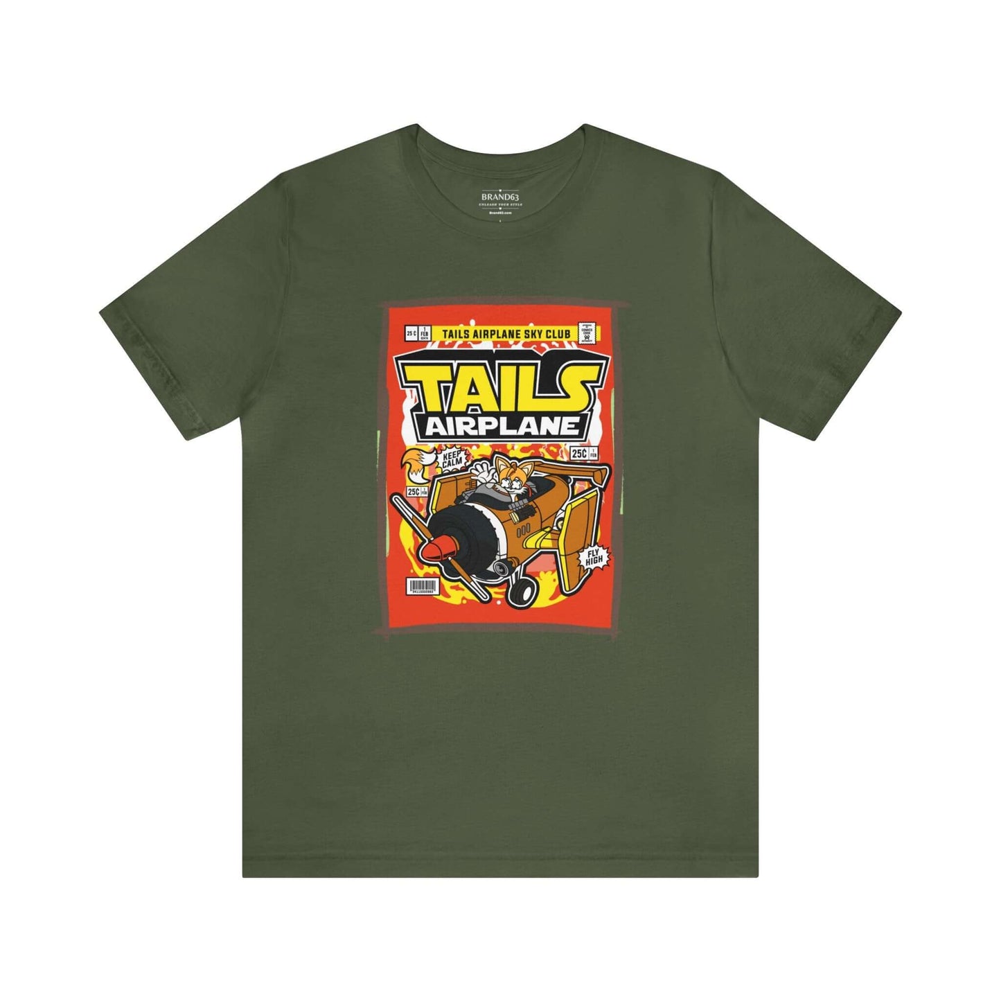 Tails Airplane Sky Club Retro Comic Book-Pop Art Graphic T-shirt, Brand63
