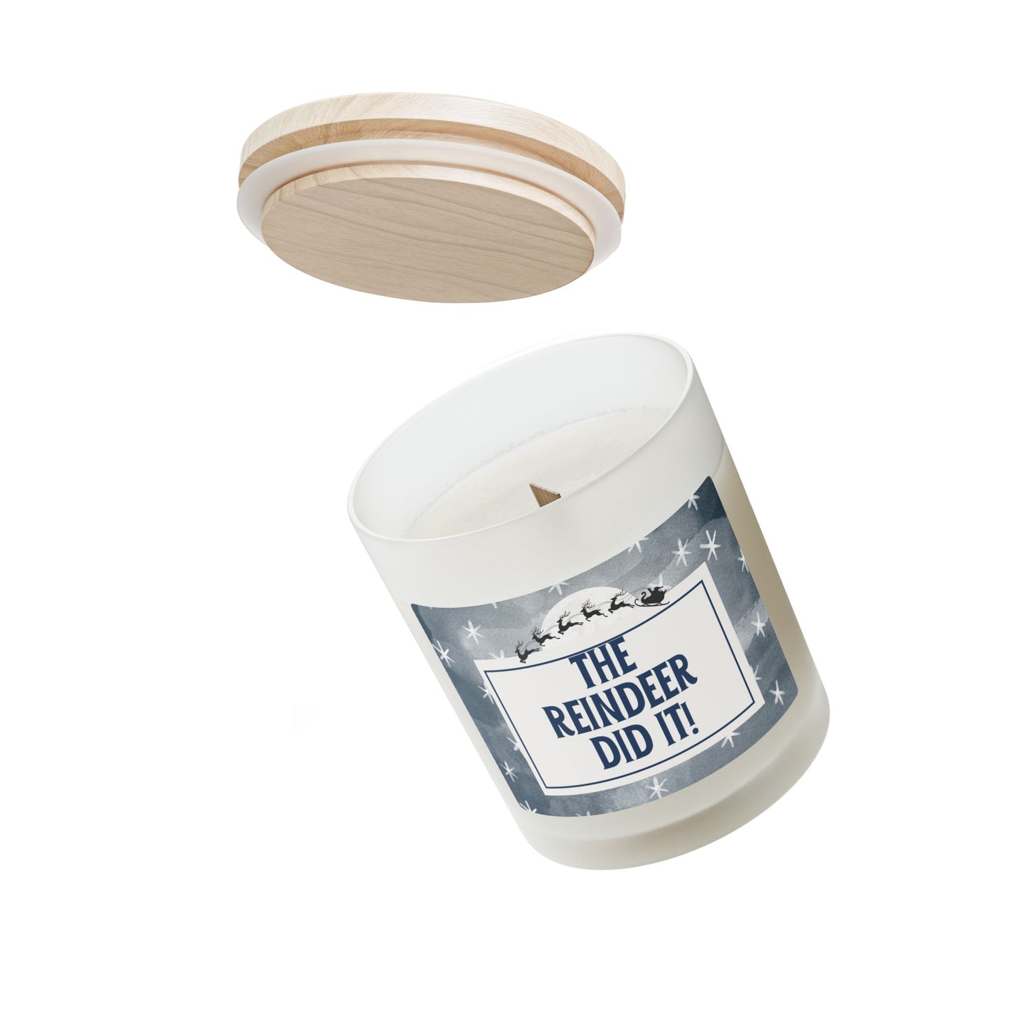 The Reindeer Did It! - Frosted Glass Christmas Candle — 11oz, Brand63