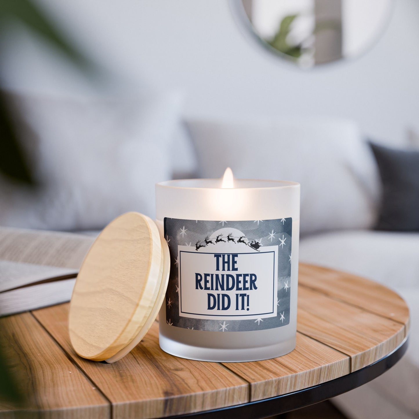 The Reindeer Did It! - Frosted Glass Christmas Candle — 11oz, Brand63