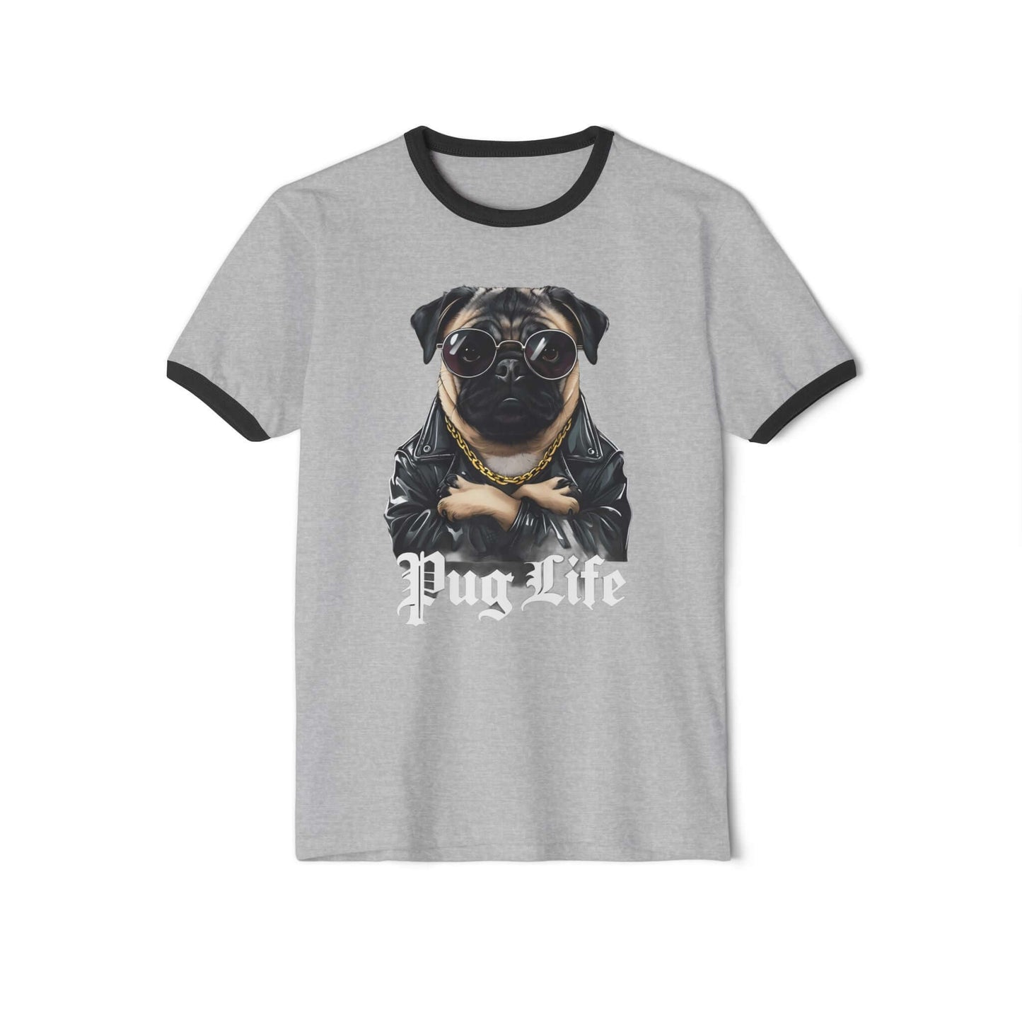 Thug-Pug Life Dog Unisex Cotton Ringer T-Shirt - Picture Perfect Pug -Thuggish-Puggish, Brand63