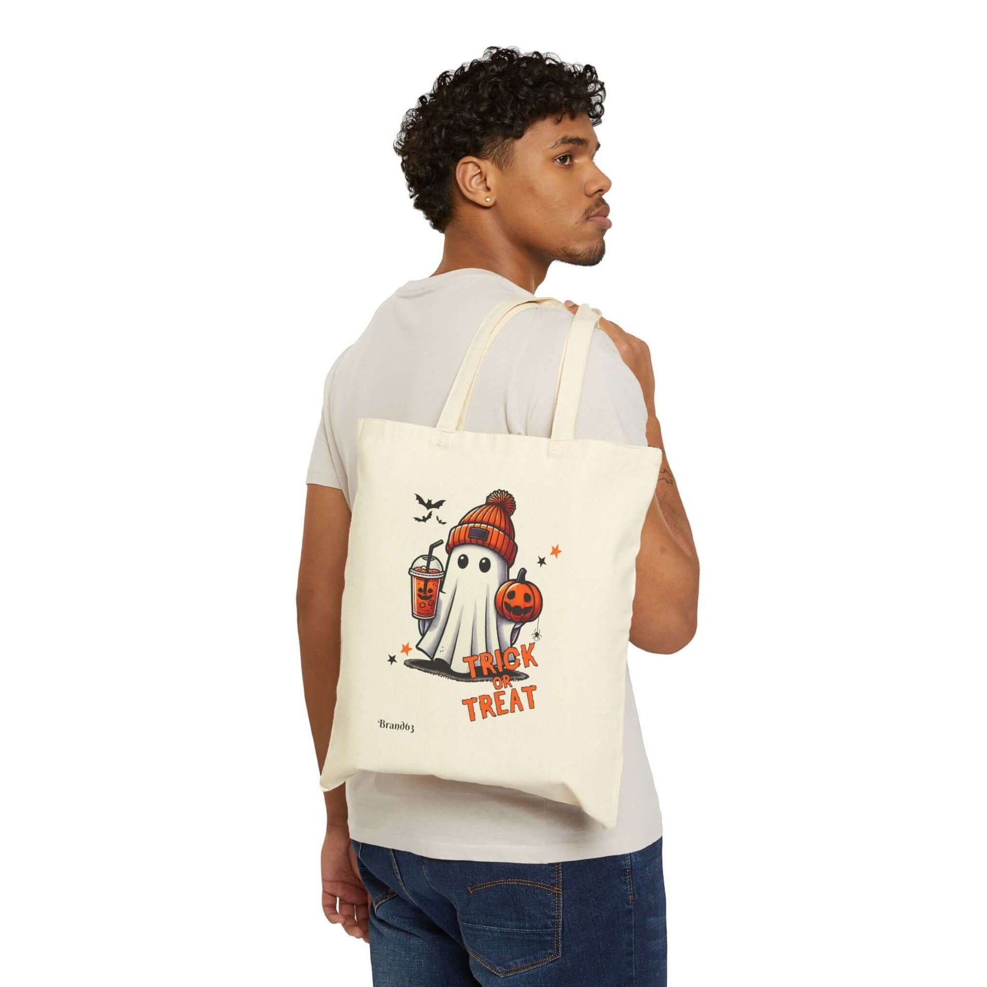 Trick or Treat Ghost Cotton Canvas Tote Bag, Brand63