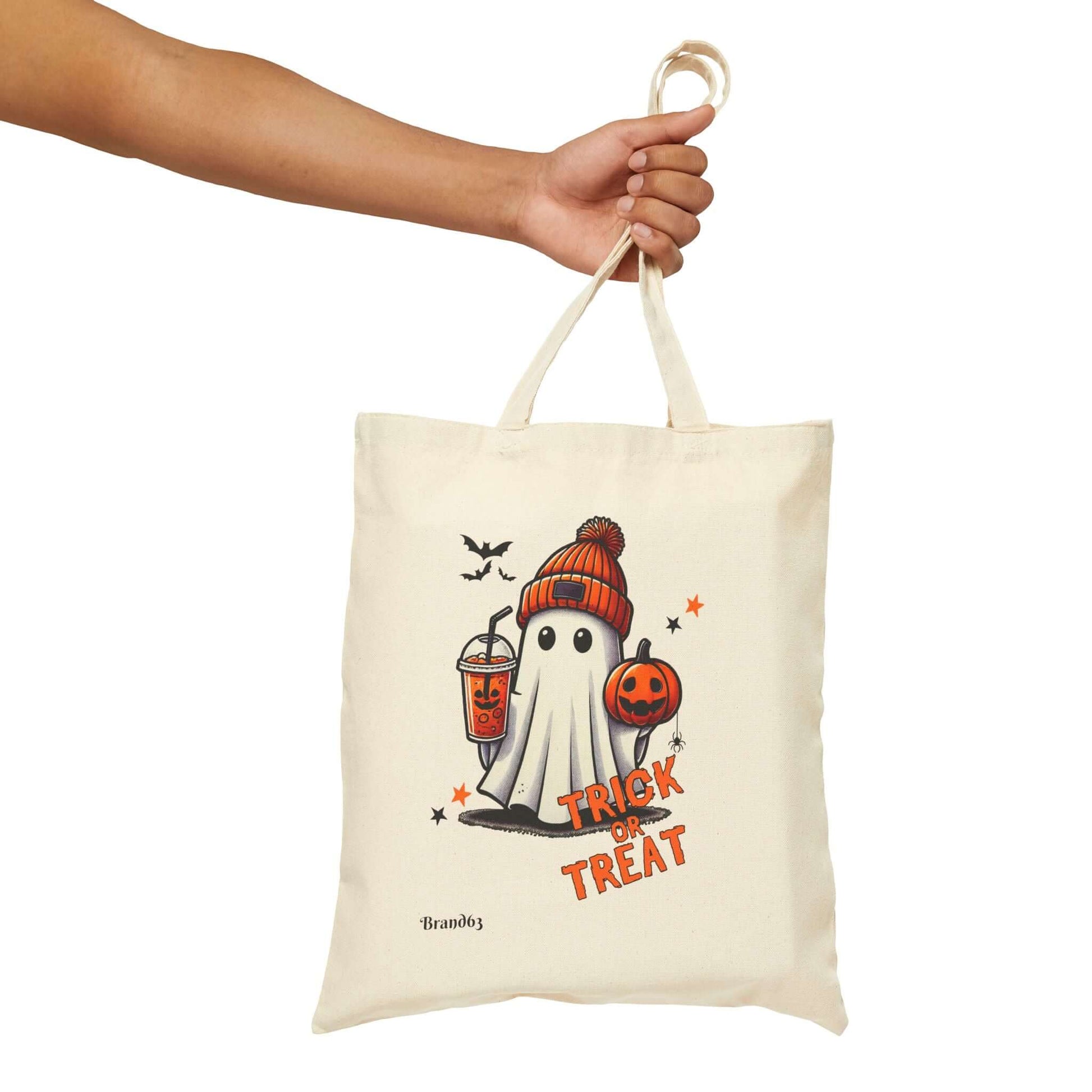 Trick or Treat Ghost Cotton Canvas Tote Bag, Brand63
