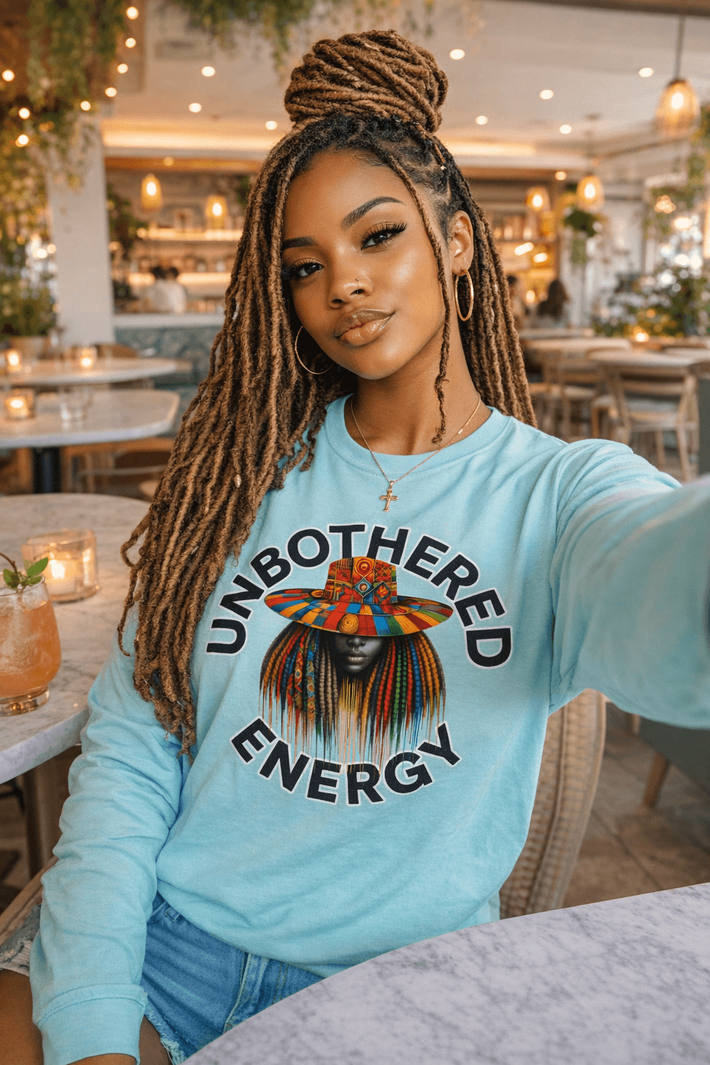 Unbothered Energy Long Sleeve T-Shirt — Relaxed Vibe Graphic Tee, Brand63