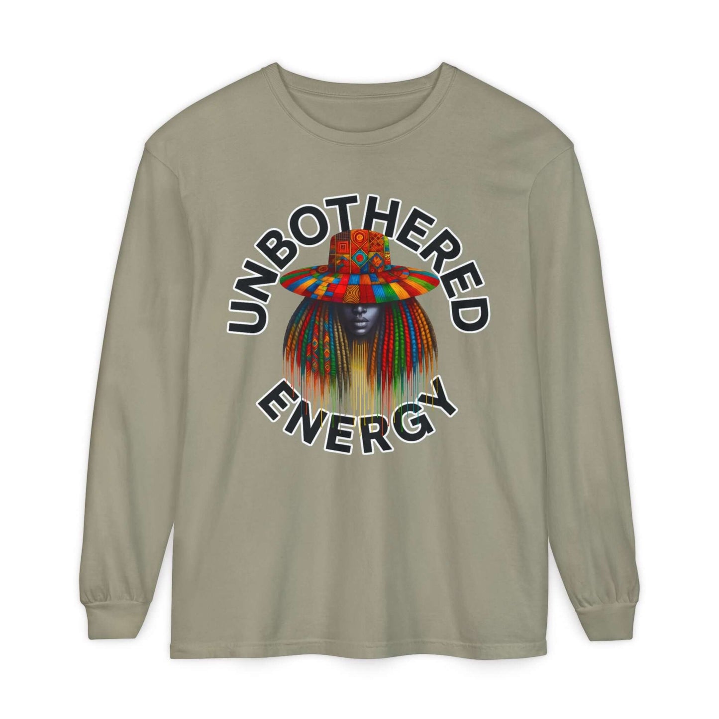 Unbothered Energy Long Sleeve T-Shirt — Relaxed Vibe Graphic Tee, Brand63