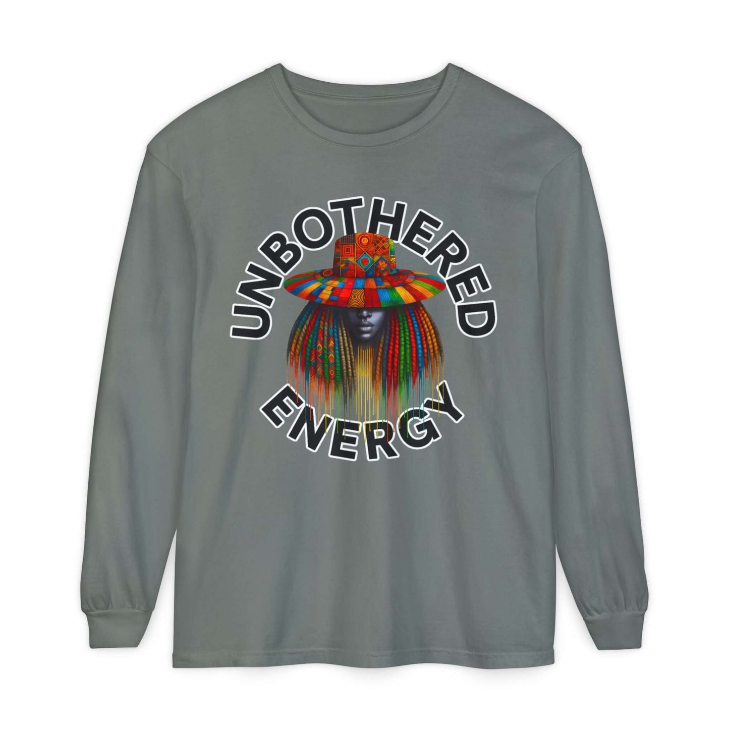 Unbothered Energy Long Sleeve T-Shirt — Relaxed Vibe Graphic Tee, Brand63