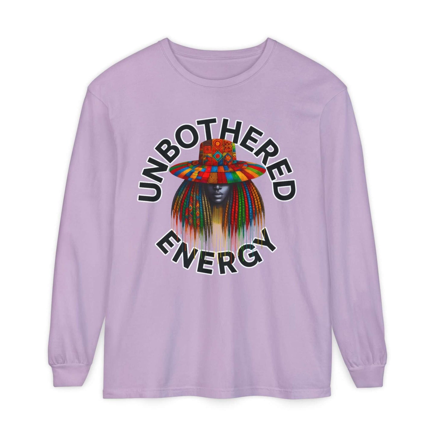 Unbothered Energy Long Sleeve T-Shirt — Relaxed Vibe Graphic Tee, Brand63