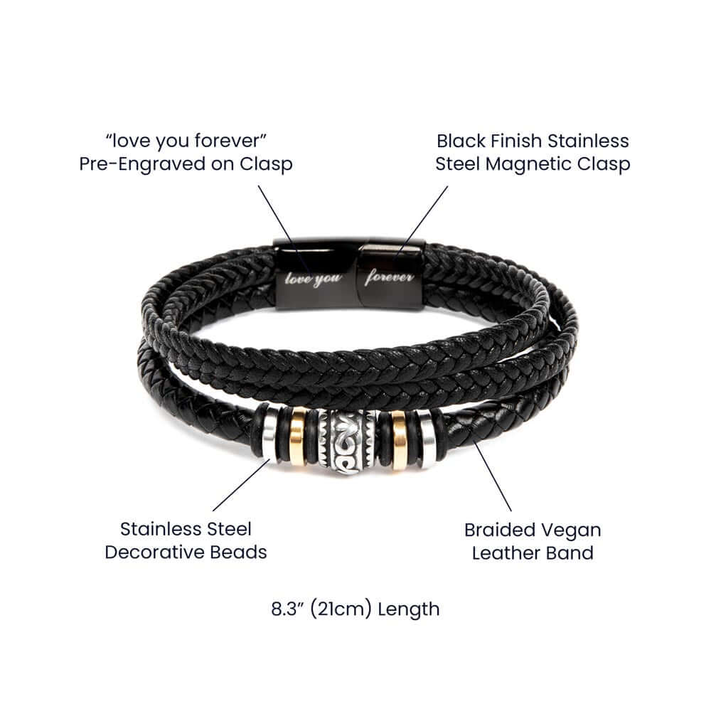 Vegan Leather Men's Bracelet |Love You Forever Son Gifts, Brand63