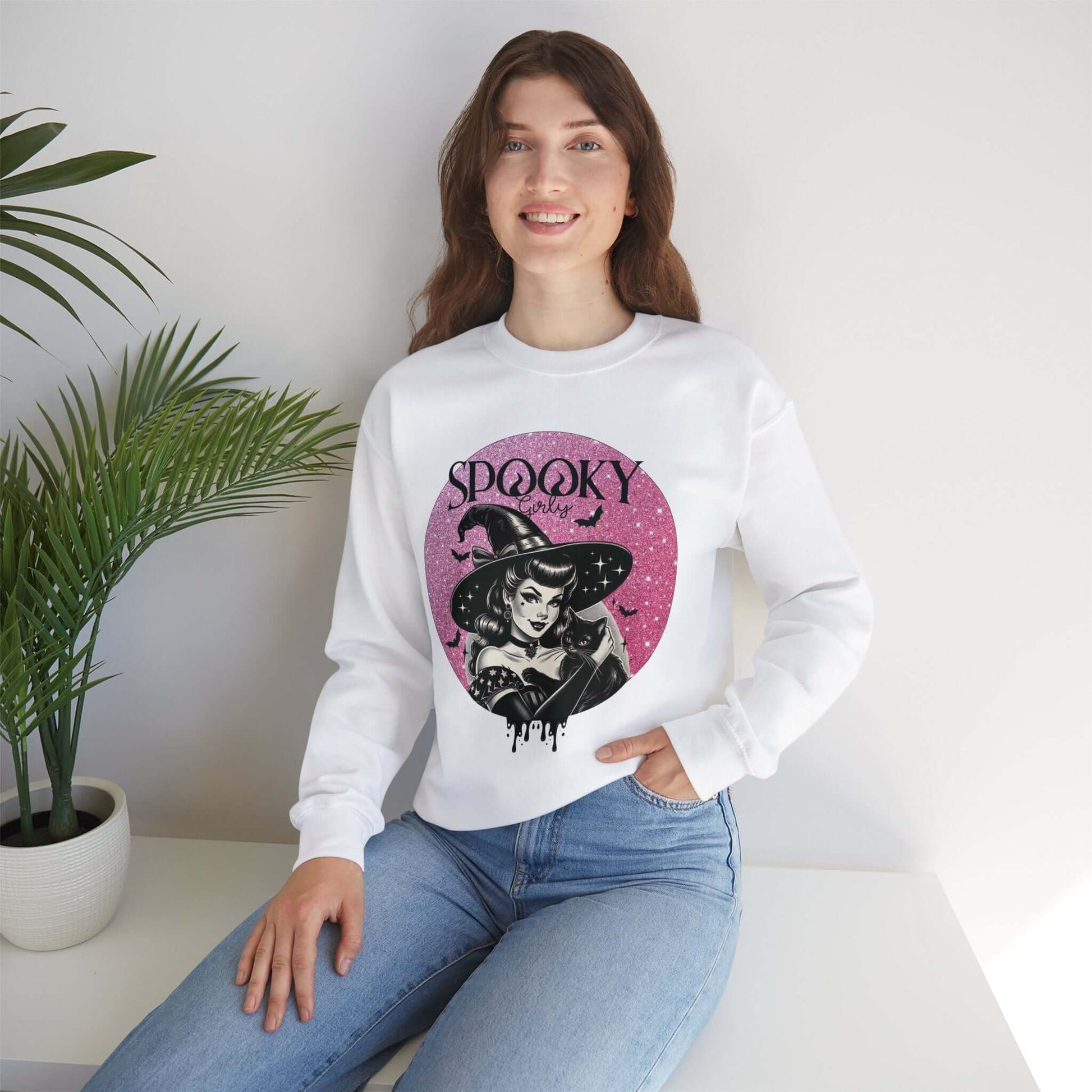 Vintage Retro Witch Crewneck Sweatshirt, Brand63