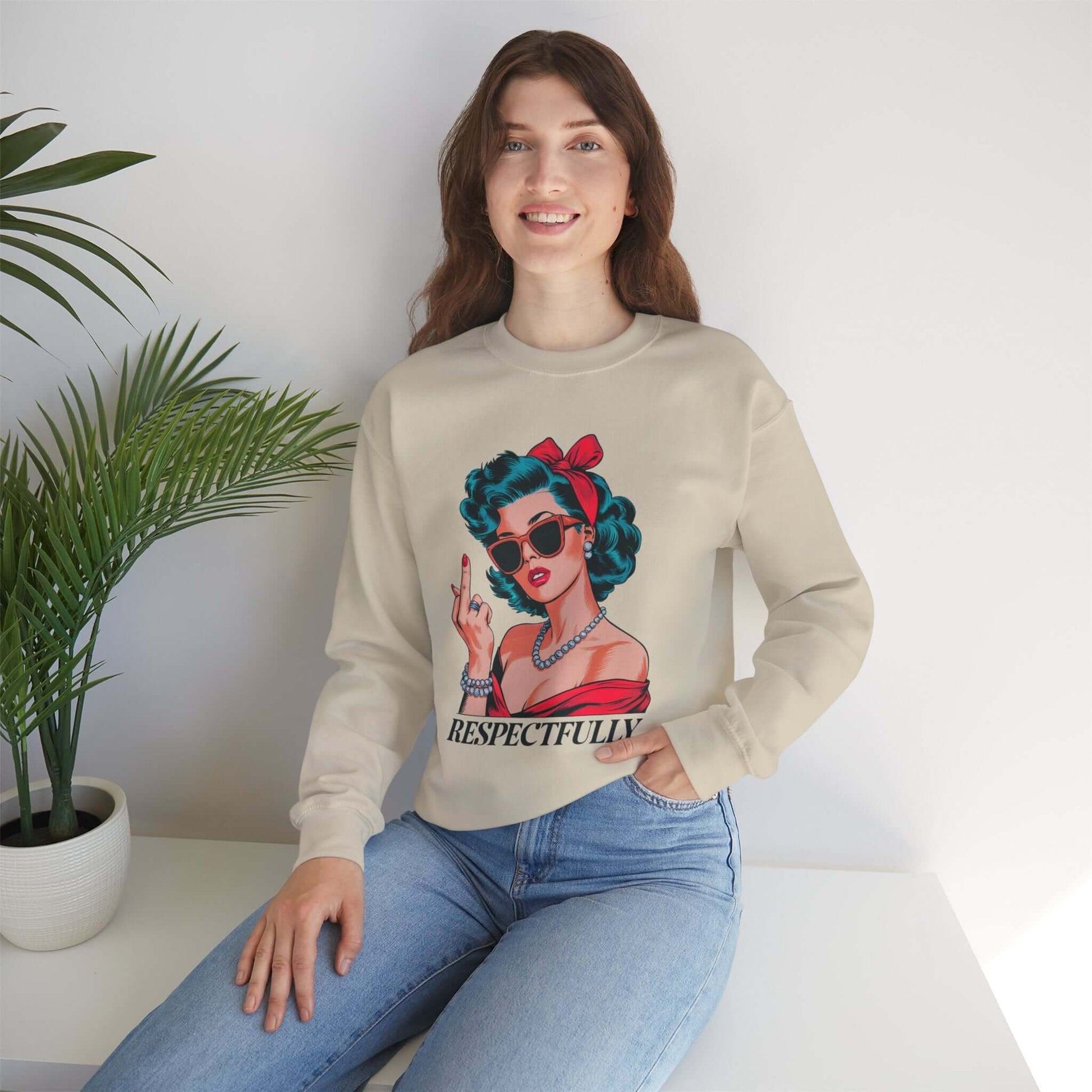 Vintage Sarcastic Middle Finger Sweatshirt, Brand63