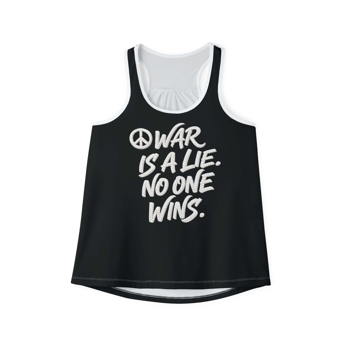 War & Peace Faux Embroidery Racerback Tank Top, Brand63