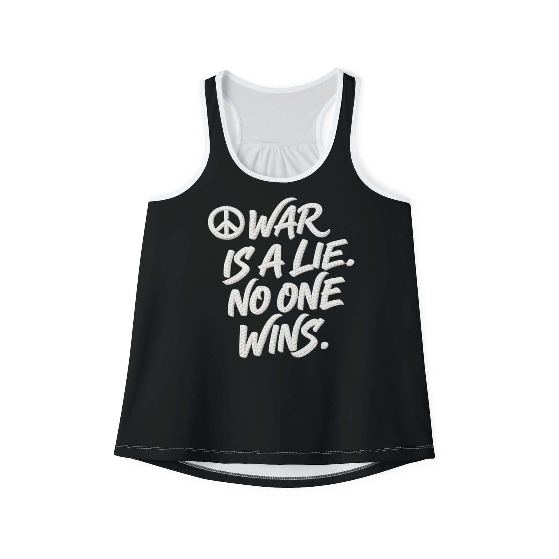War & Peace Faux Embroidery Racerback Tank Top, Brand63