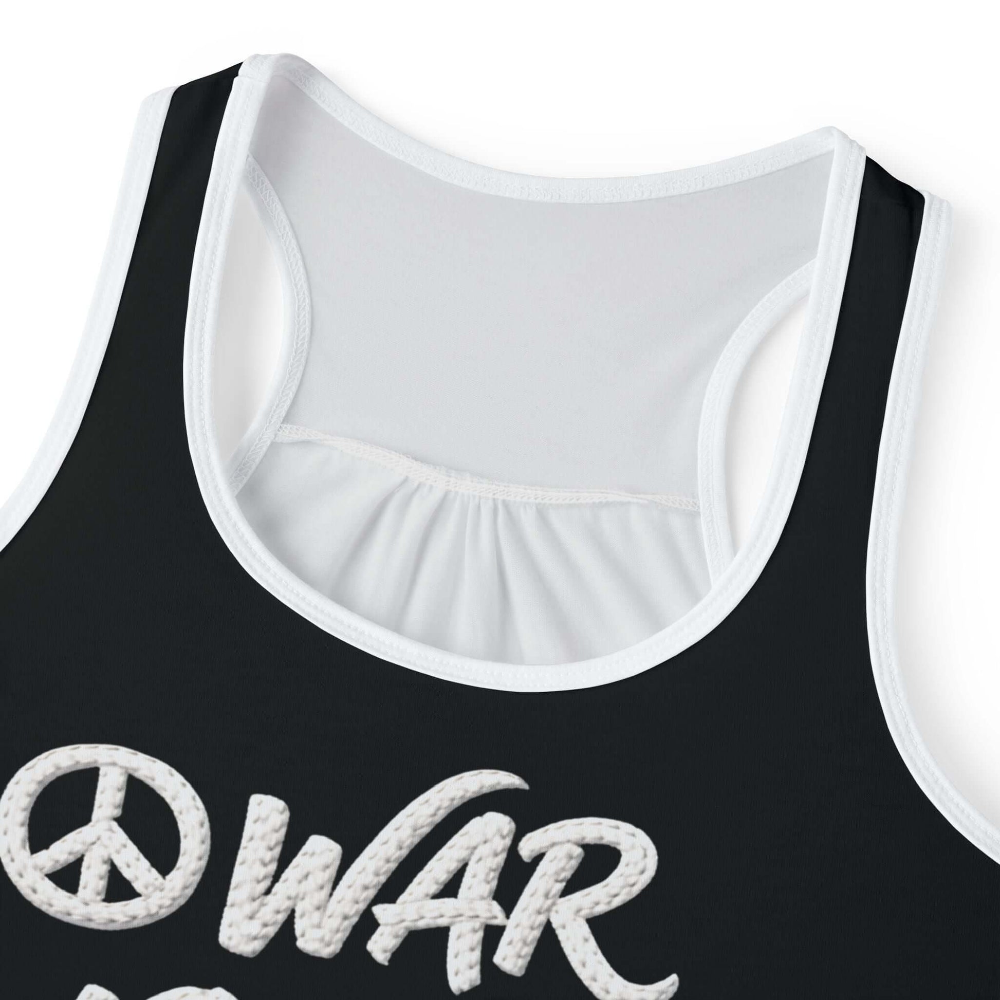 War & Peace Faux Embroidery Racerback Tank Top, Brand63