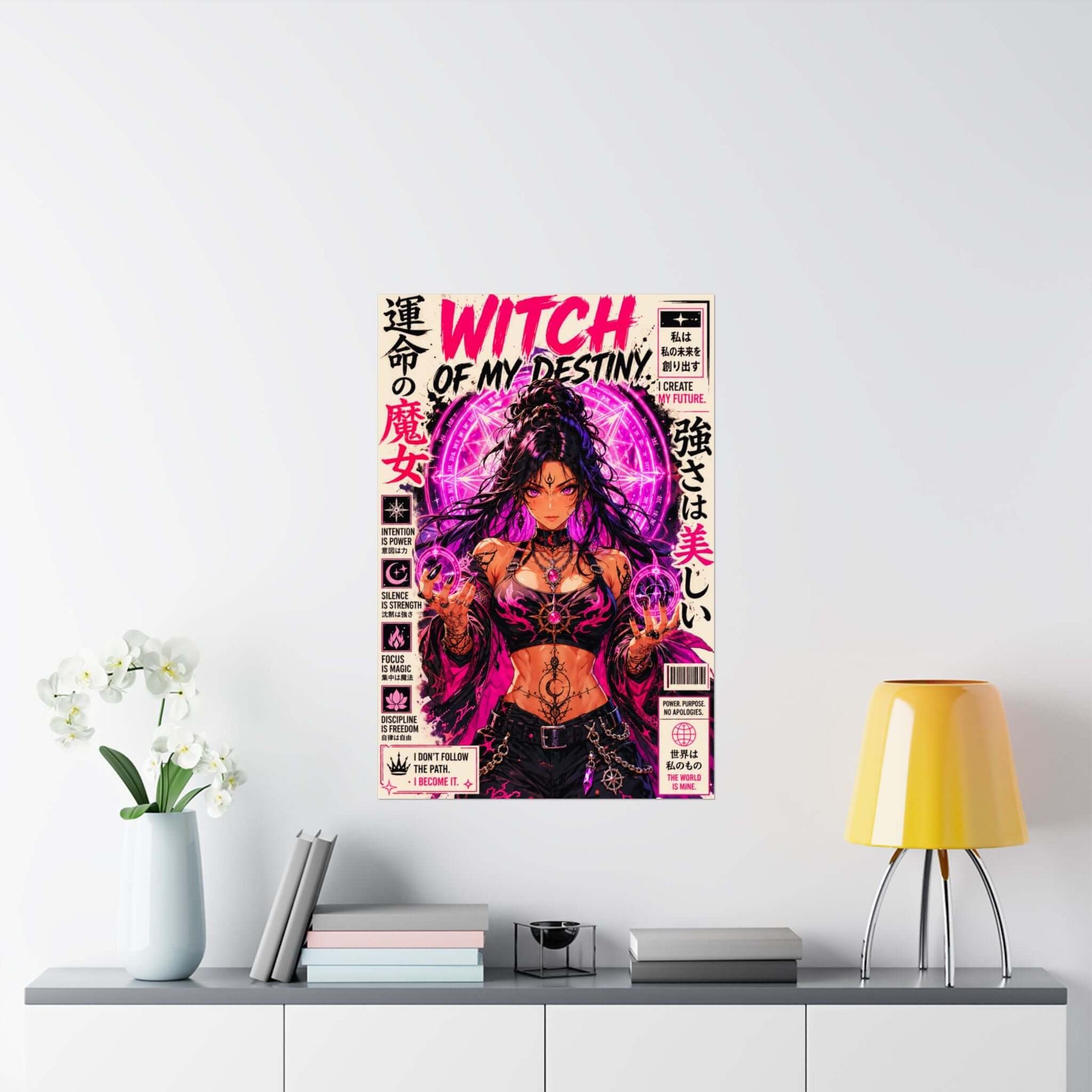 Witch Power Anime Poster Printable Wall Art featuring a powerful witch character in vibrant colors.