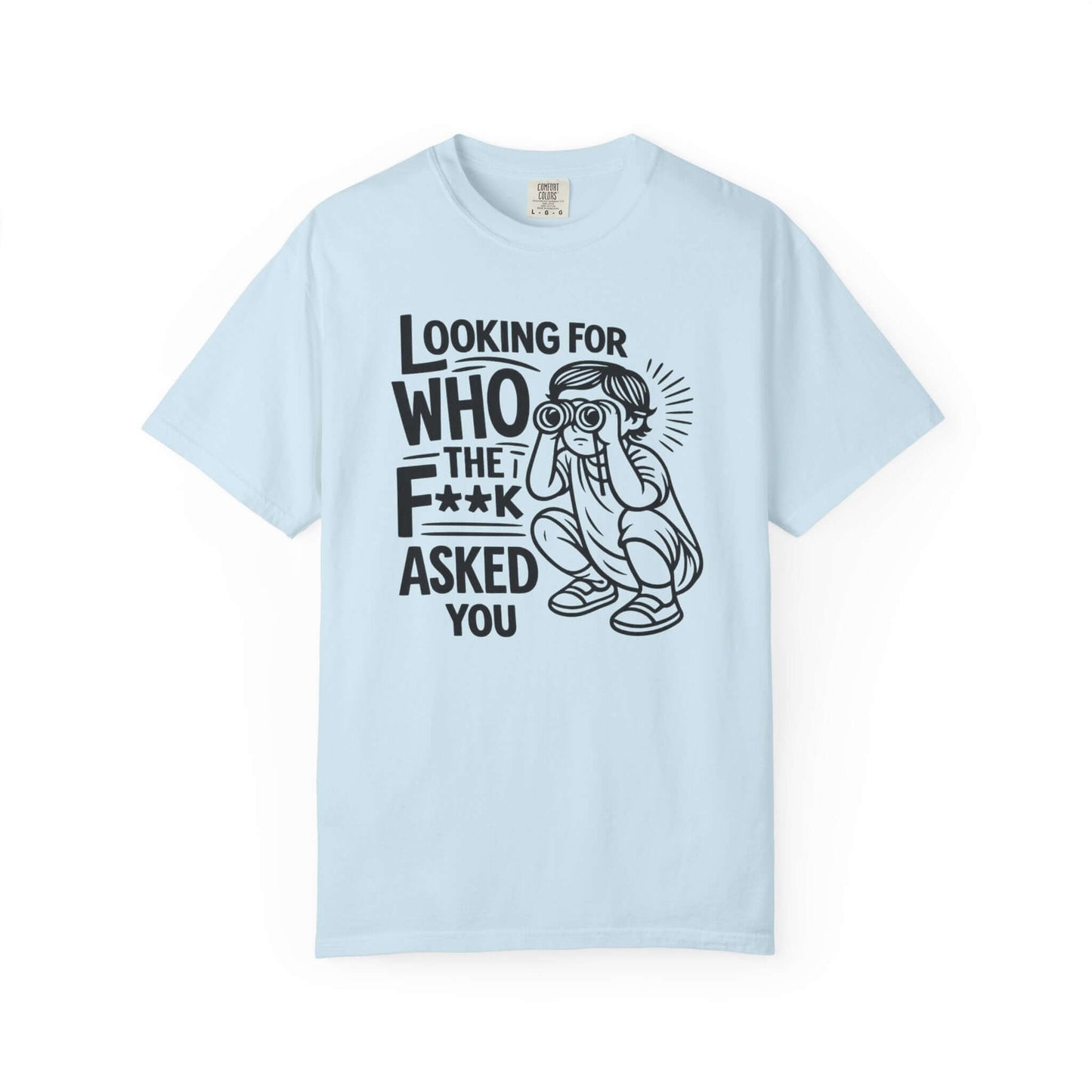 Women's sweary sassy graphic tee with bold text design in light blue color.