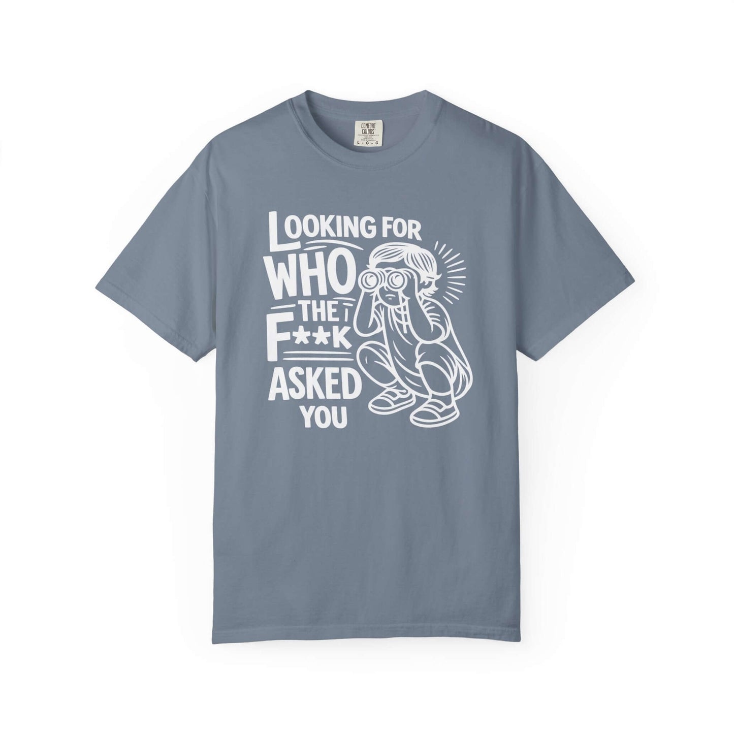 Women's sassy graphic tee featuring sarcastic text and playful design in blue fabric.