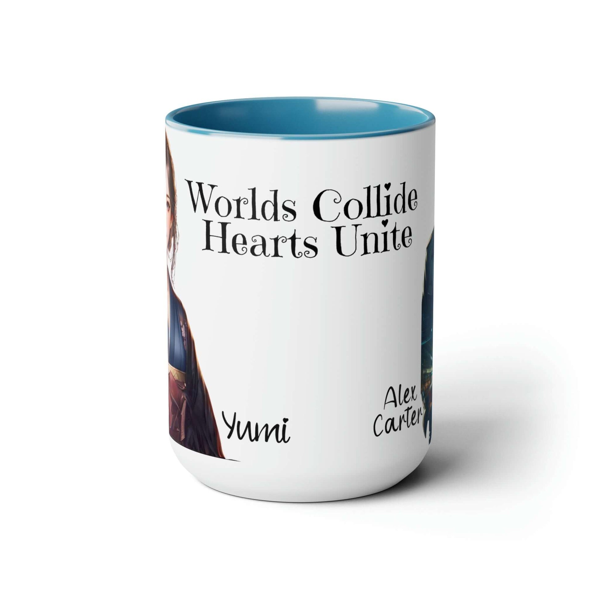 World's Collide Heart Unite Coffee Mug | Two-Tone 15oz Mug, Brand63