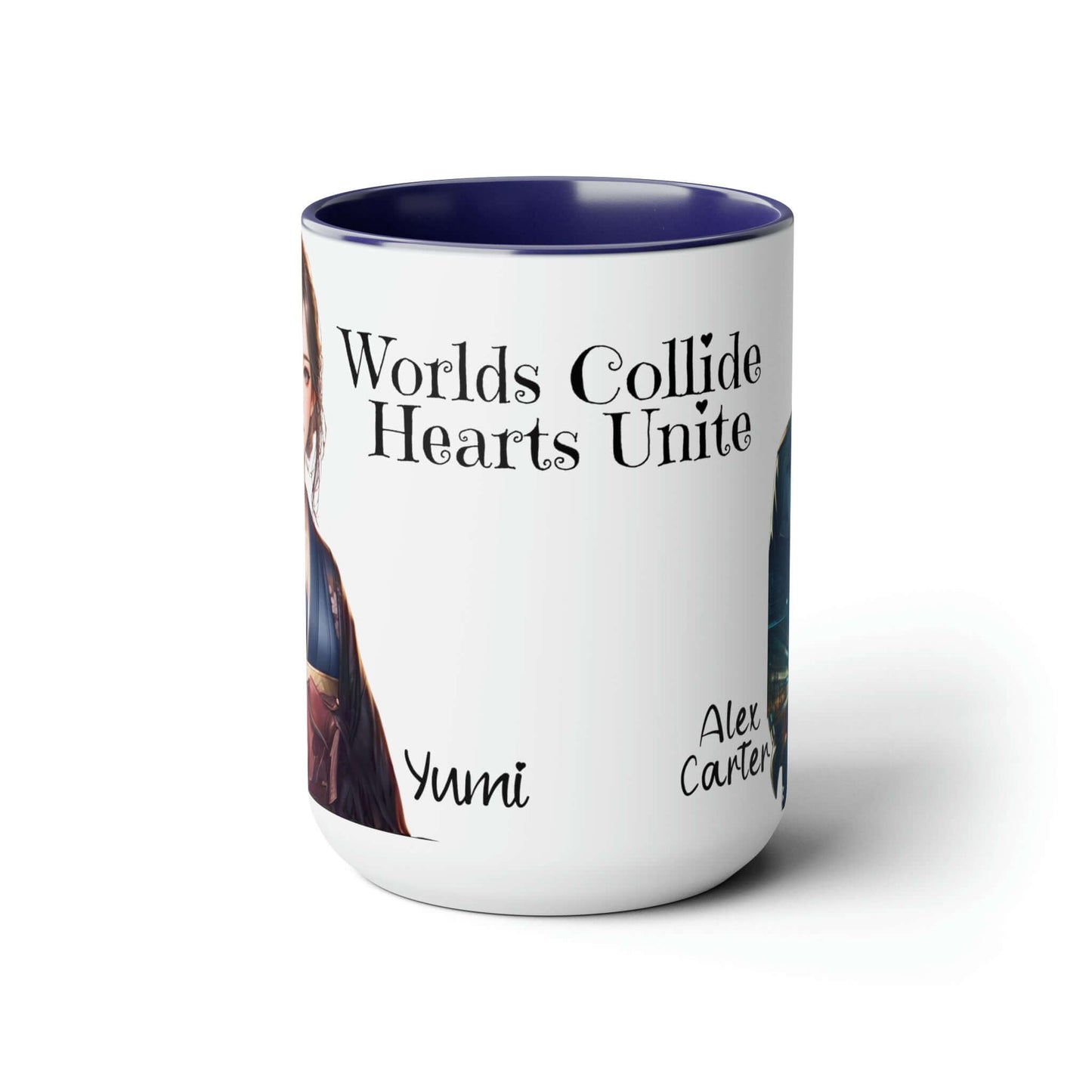 World's Collide Heart Unite Coffee Mug | Two-Tone 15oz Mug, Brand63