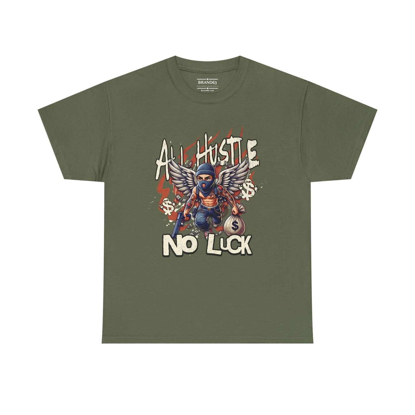 All Hustle No Luck Urban Streetwear Shirt, Brand63