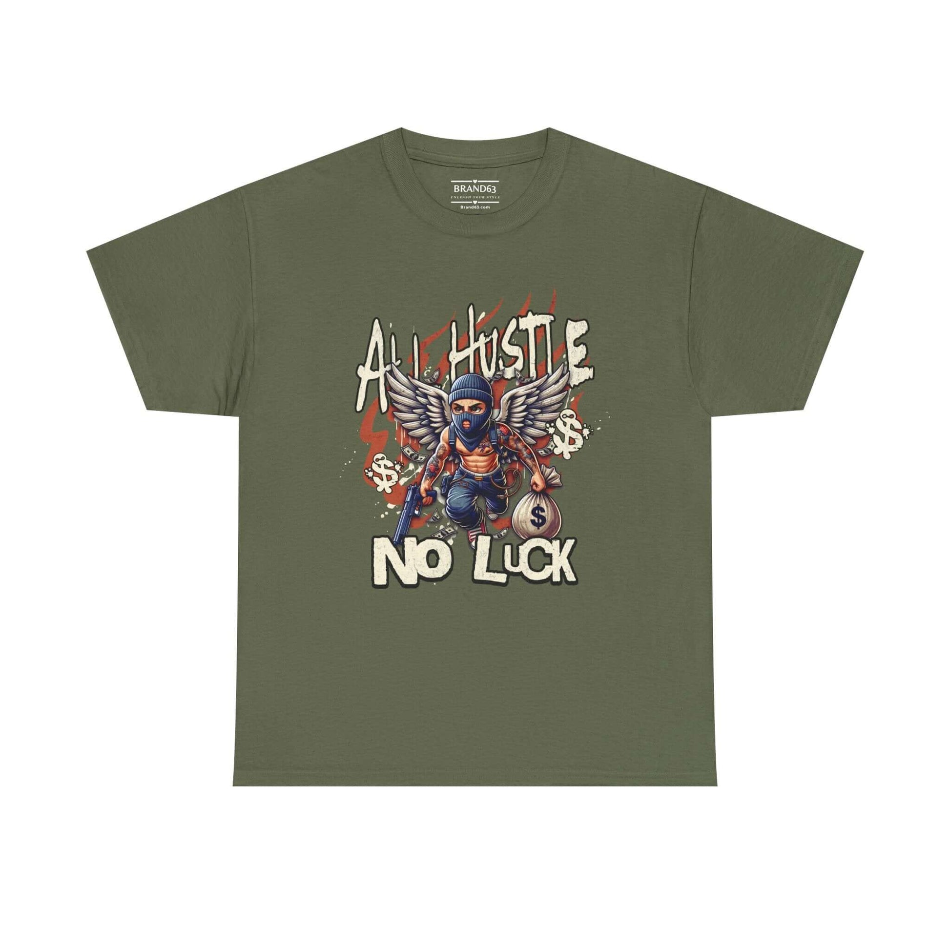All Hustle No Luck Urban Streetwear Shirt, Brand63