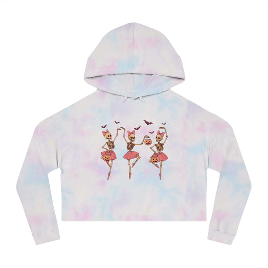 Halloween Skeleton Ballerina Cropped Hoodie, Brand63