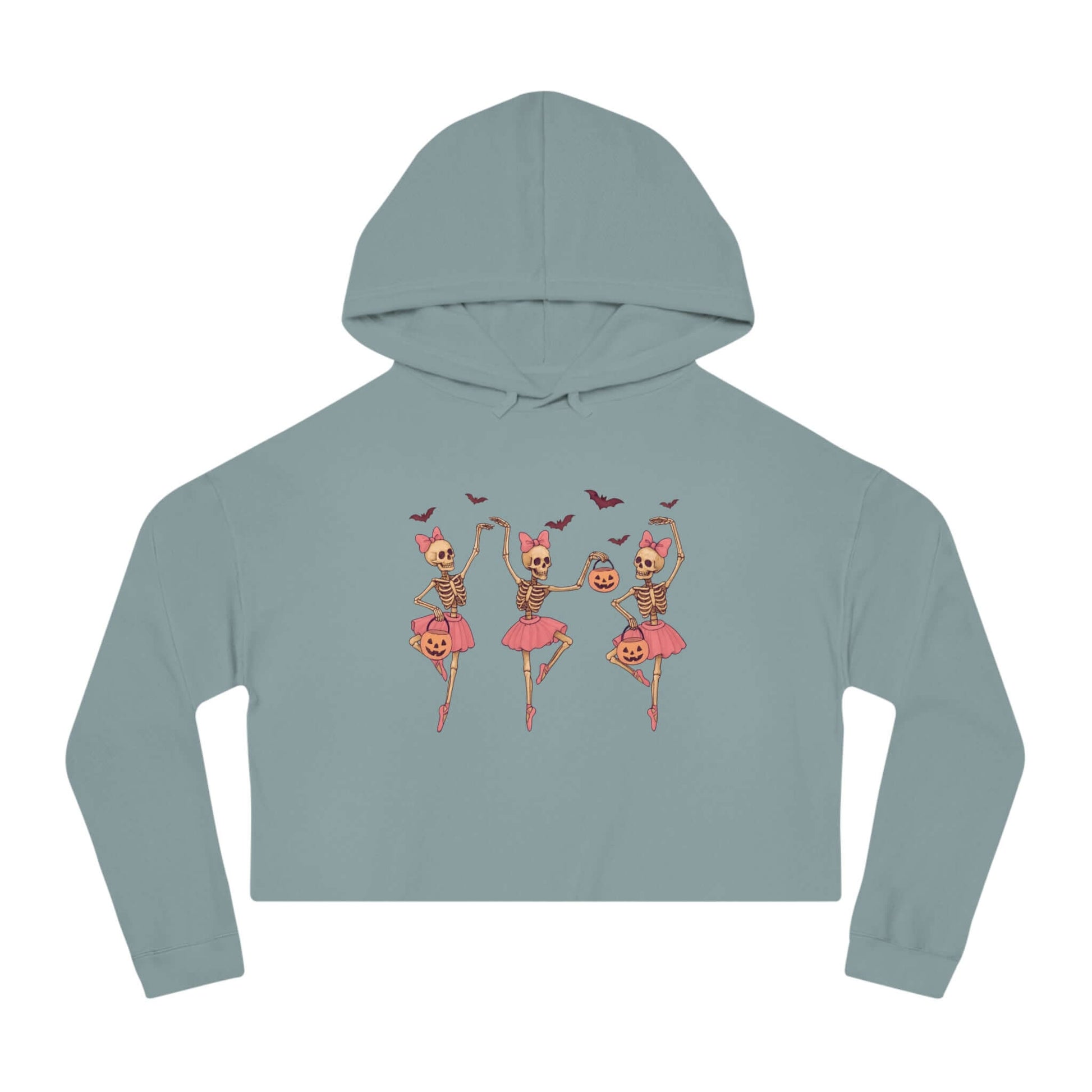 Halloween Skeleton Ballerina Cropped Hoodie, Brand63