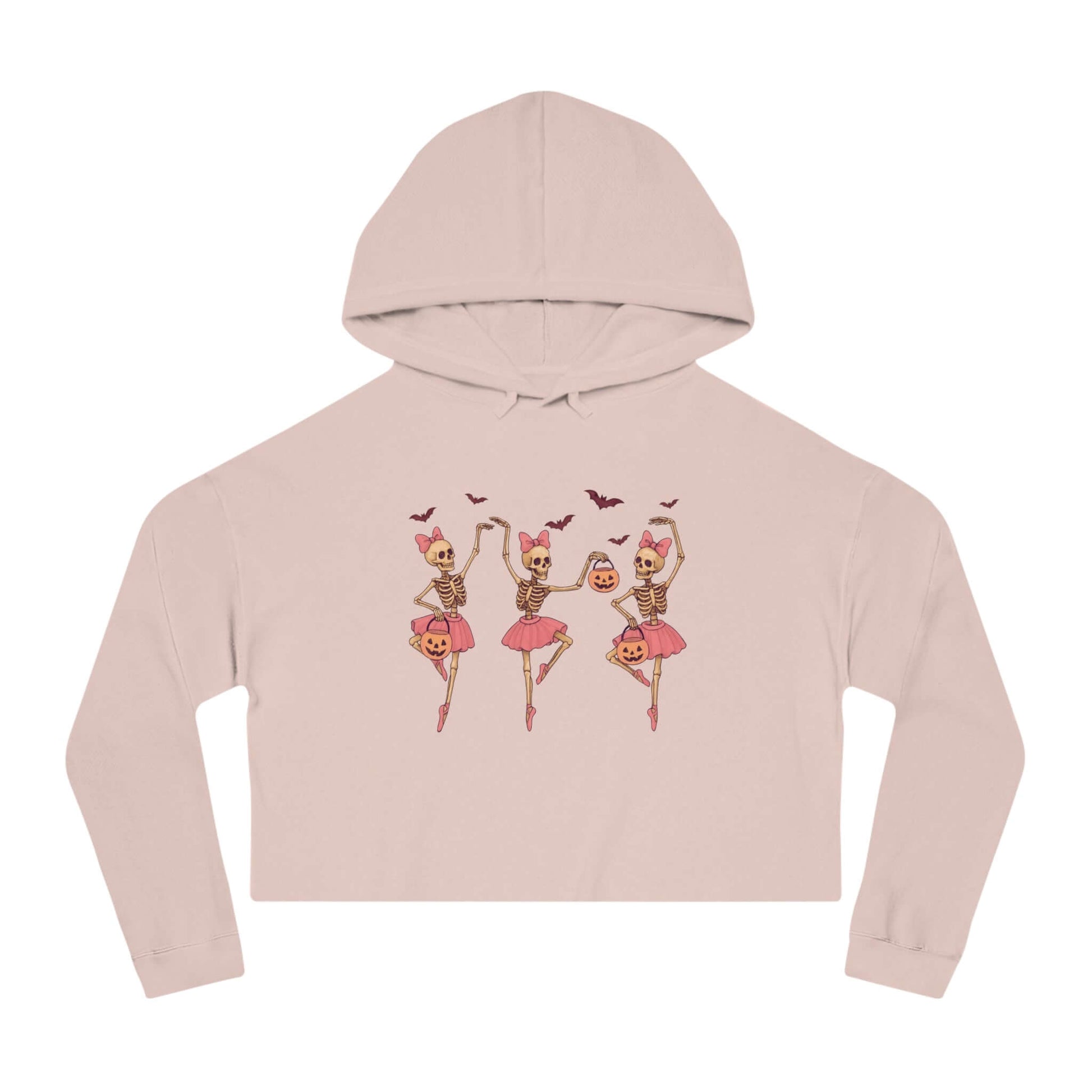 Halloween Skeleton Ballerina Cropped Hoodie, Brand63