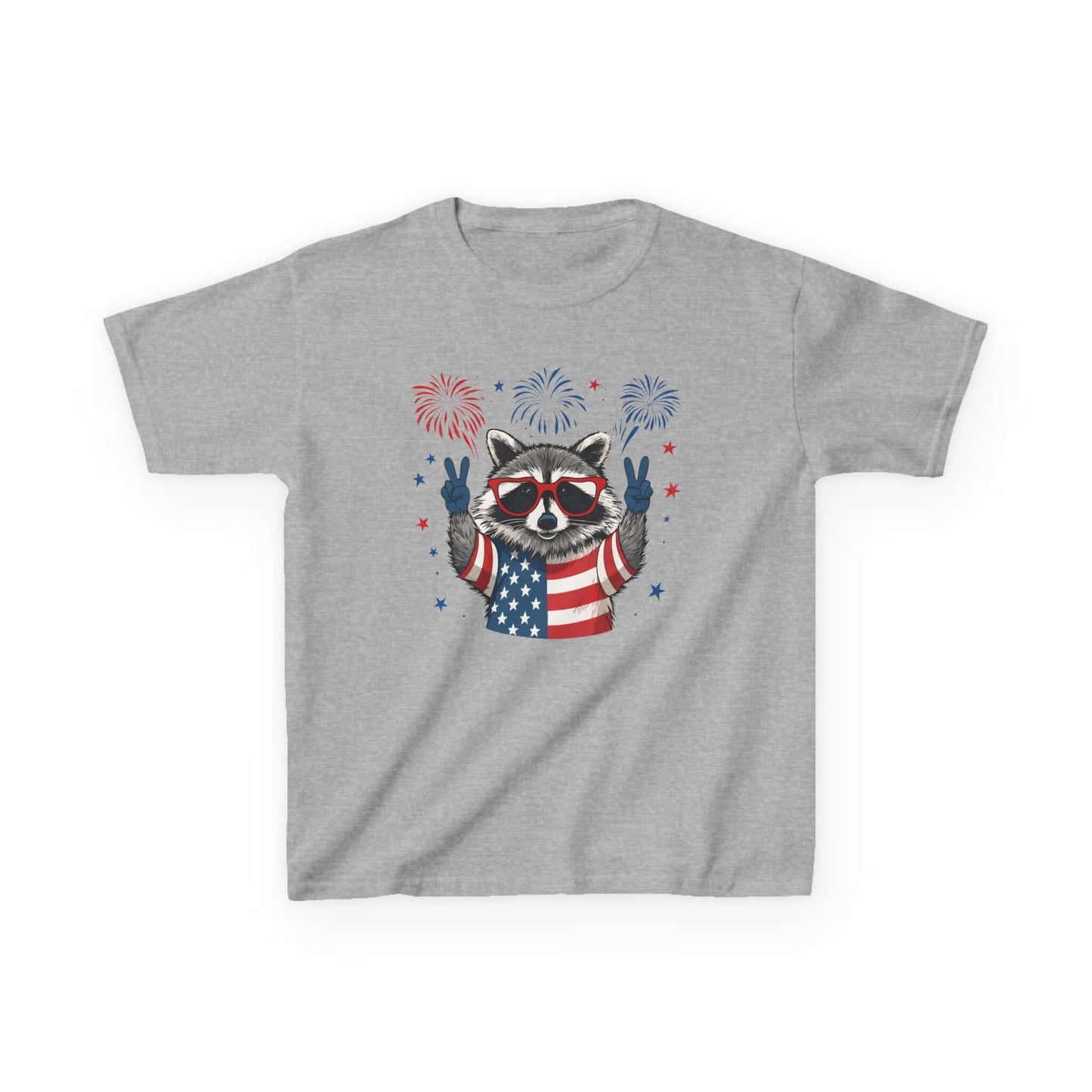 Kids Tee - Patriotic Raccoon Fourth of July Graphic T-Shirt, Brand63