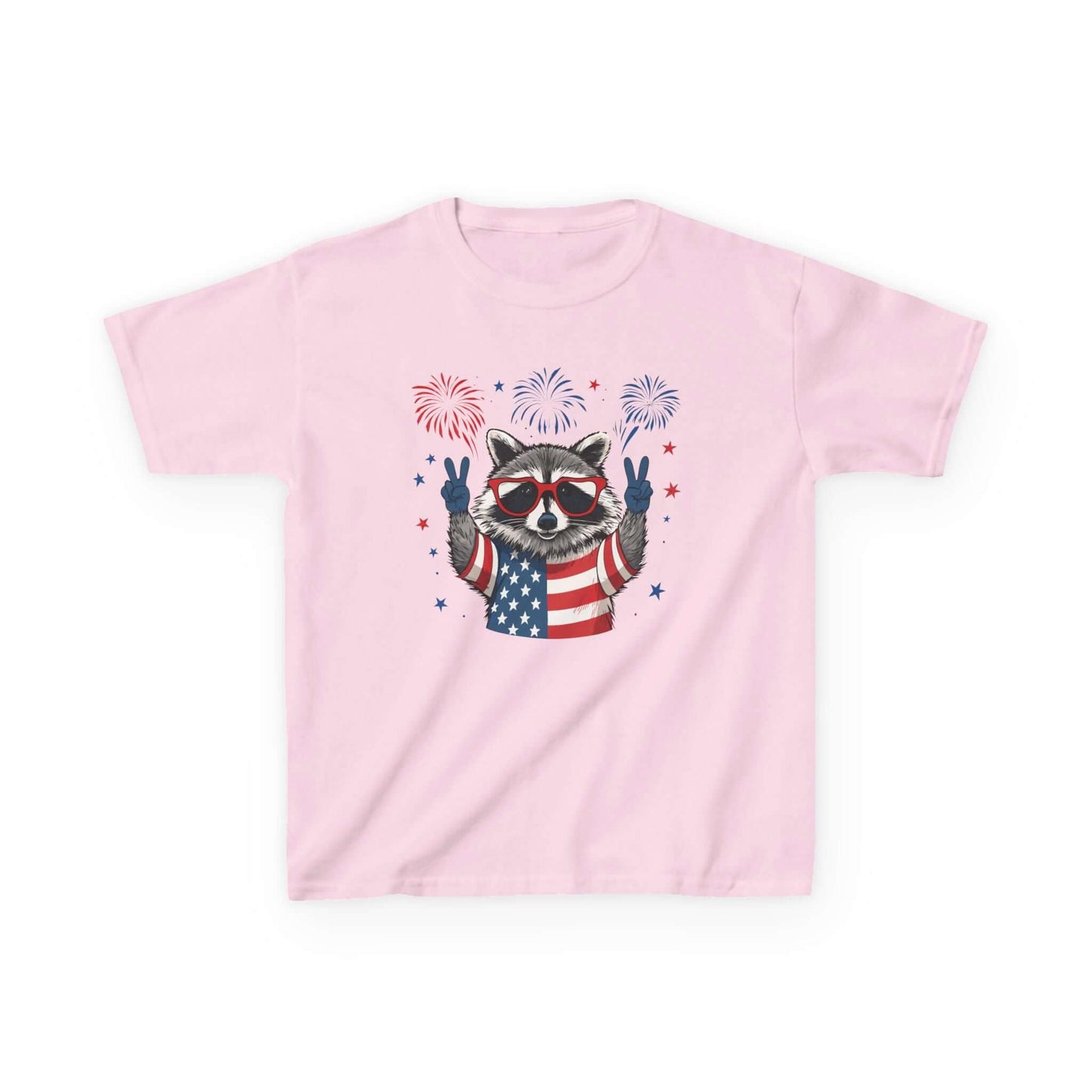Kids Tee - Patriotic Raccoon Fourth of July Graphic T-Shirt, Brand63