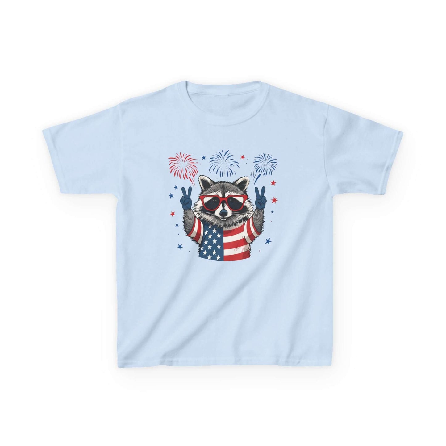 Kids Tee - Patriotic Raccoon Fourth of July Graphic T-Shirt, Brand63