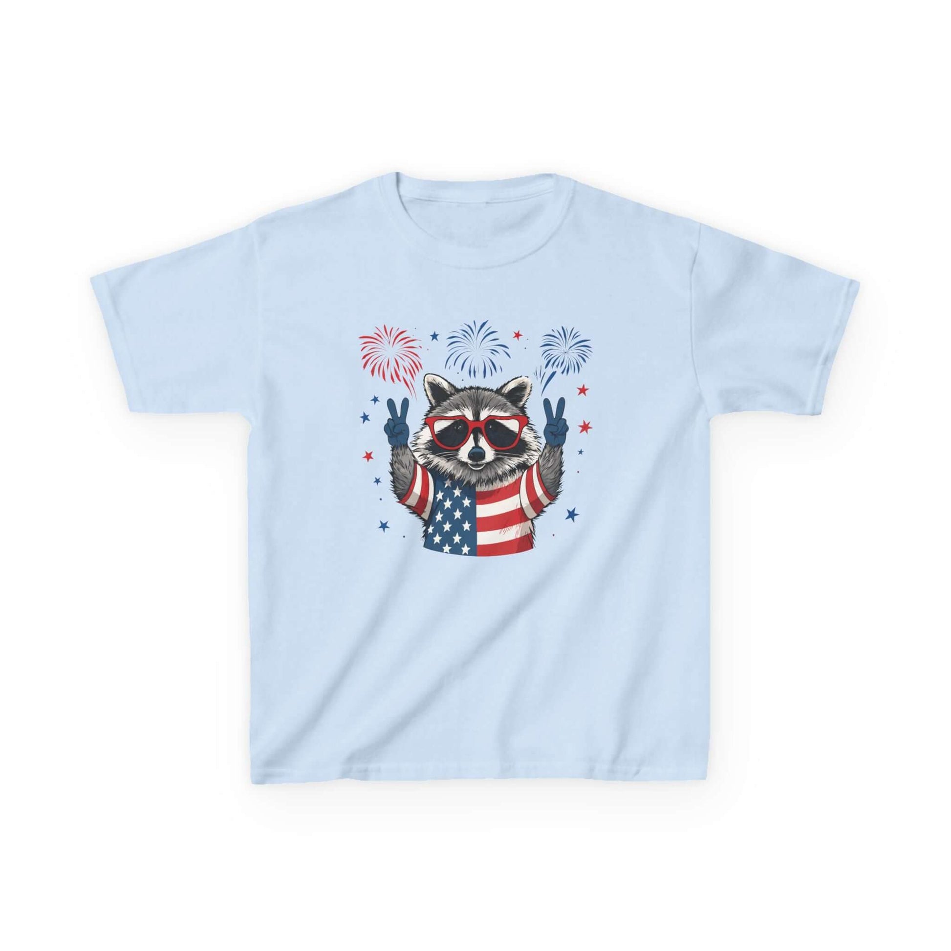 Kids Tee - Patriotic Raccoon Fourth of July Graphic T-Shirt, Brand63