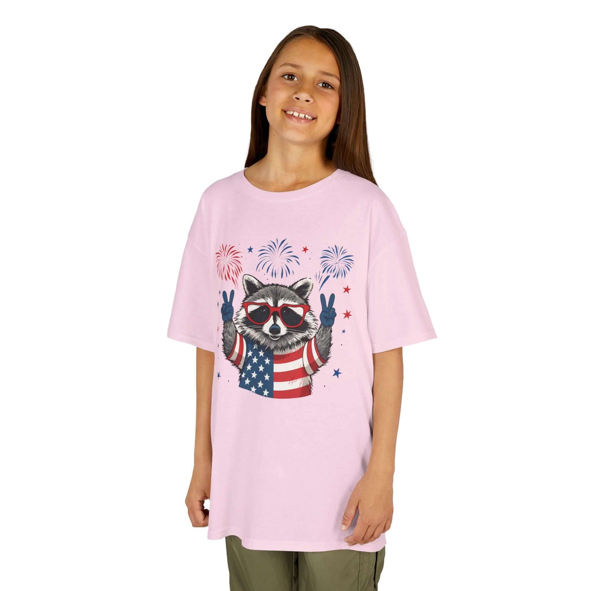 Kids Tee - Patriotic Raccoon Fourth of July Graphic T-Shirt, Brand63
