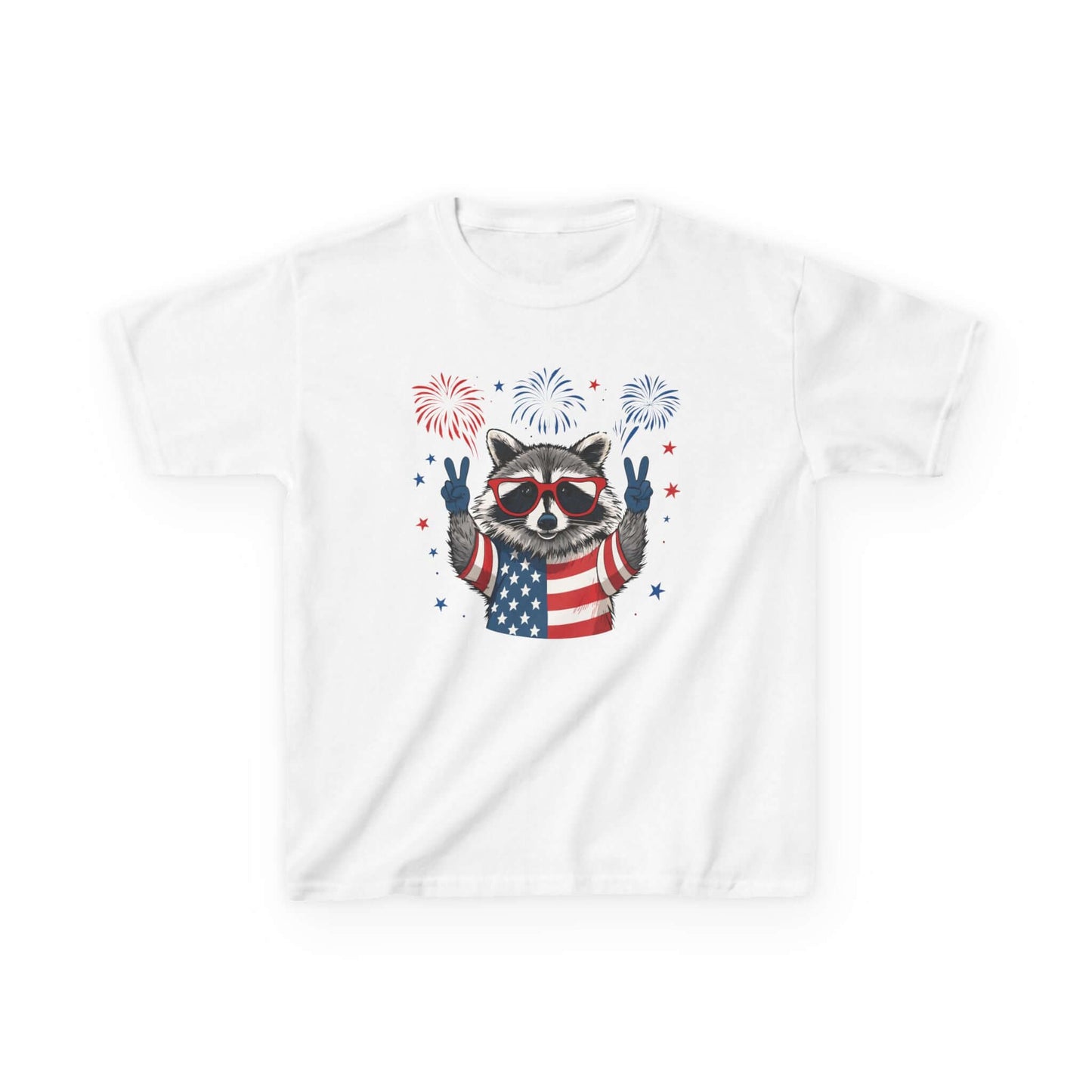 Kids Tee - Patriotic Raccoon Fourth of July Graphic T-Shirt, Brand63