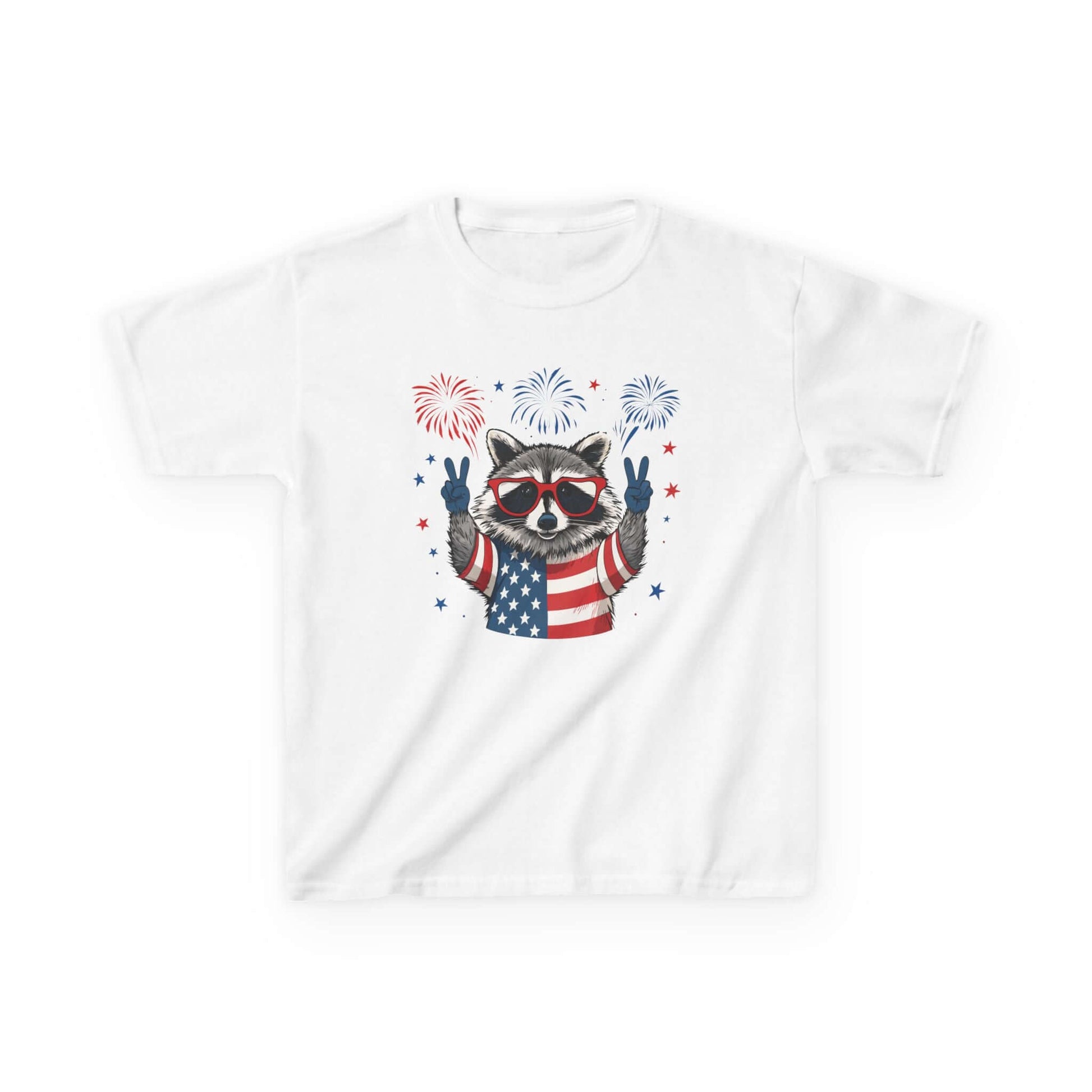Kids Tee - Patriotic Raccoon Fourth of July Graphic T-Shirt, Brand63