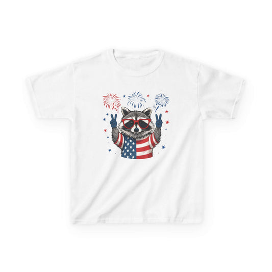 Kids Tee - Patriotic Raccoon Fourth of July Graphic T-Shirt, Brand63