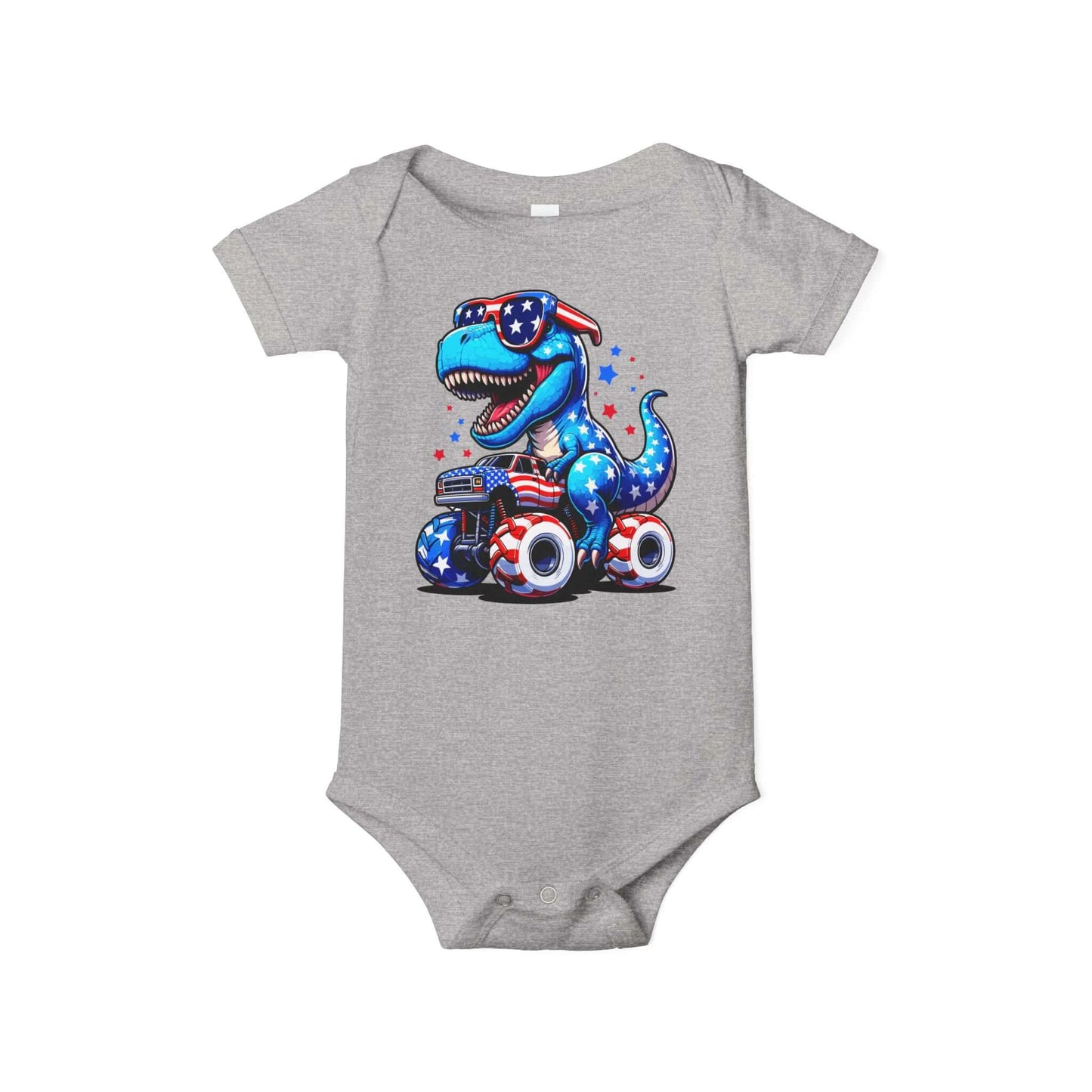 Patriotic Dino Baby Bodysuit Onesie, Brand63