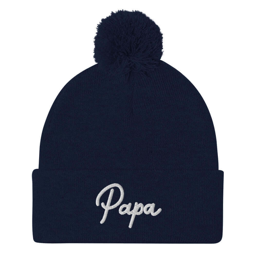 PAPA Men's Pom-Pom Embroidered Beanie