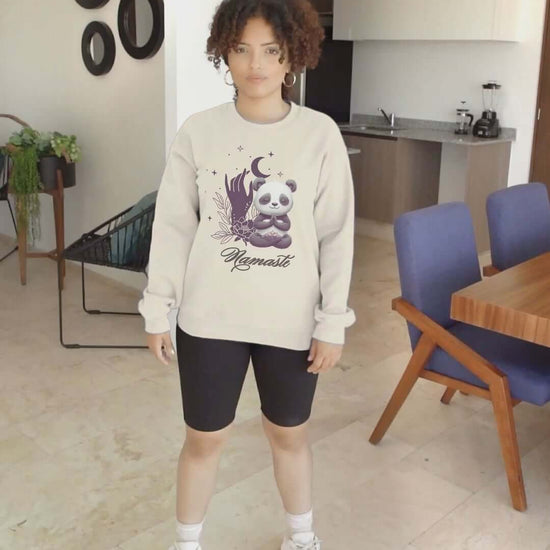 Namaste Panda Lotus Flower Fleece Sweatshirt – Comfort Meets Mindful Style, Brand63