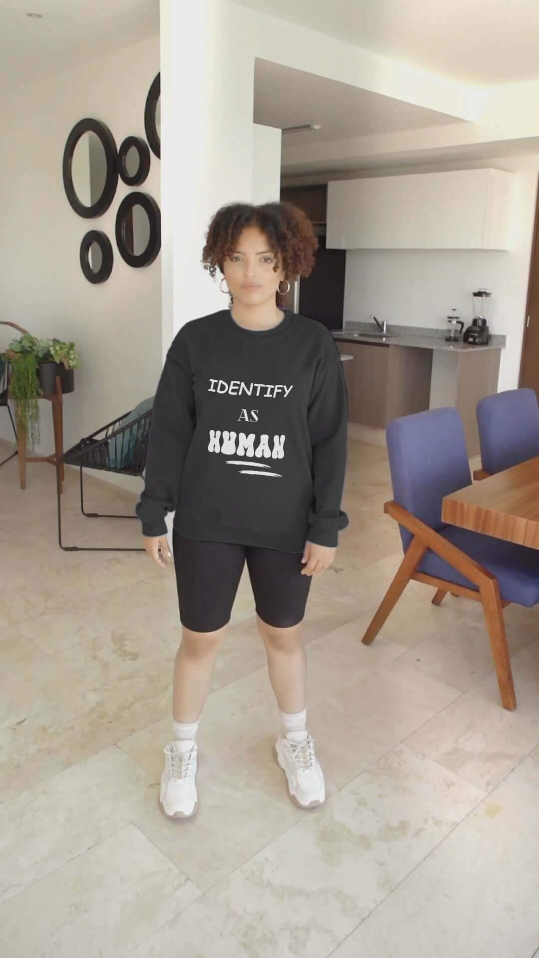 "Identify as Human" Unisex Crewneck Sweatshirt | Front & Back Design | Peace Heart Symbol | Best Deals & Free Shipping | Best Deals & Free Shipping | Best Deals & Free Shipping, Brand63