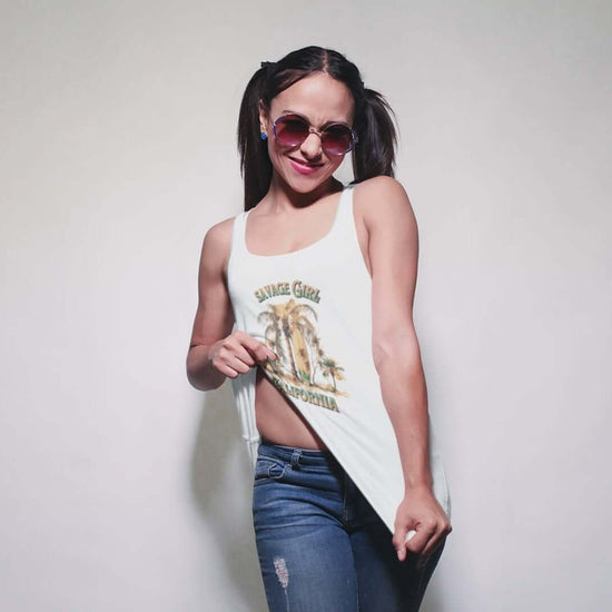 California Savage Girl, RacerBack Tank Top, Brand63