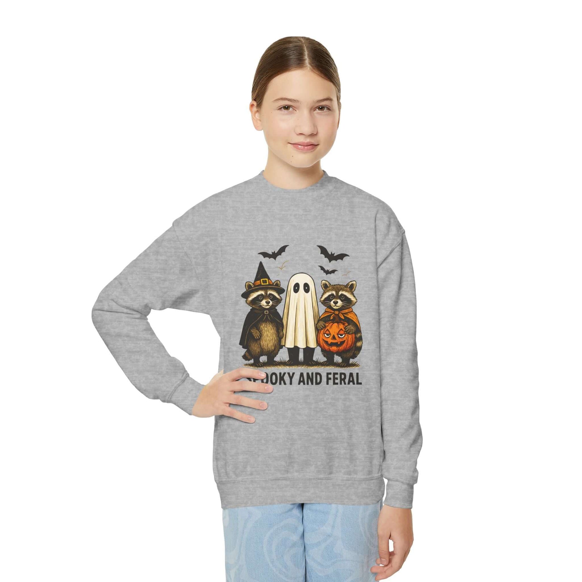 Spooky & Feral Youth Halloween Sweatshirt, Brand63