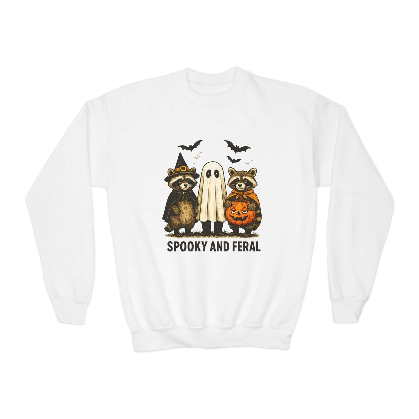 Spooky & Feral Youth Halloween Sweatshirt, Brand63