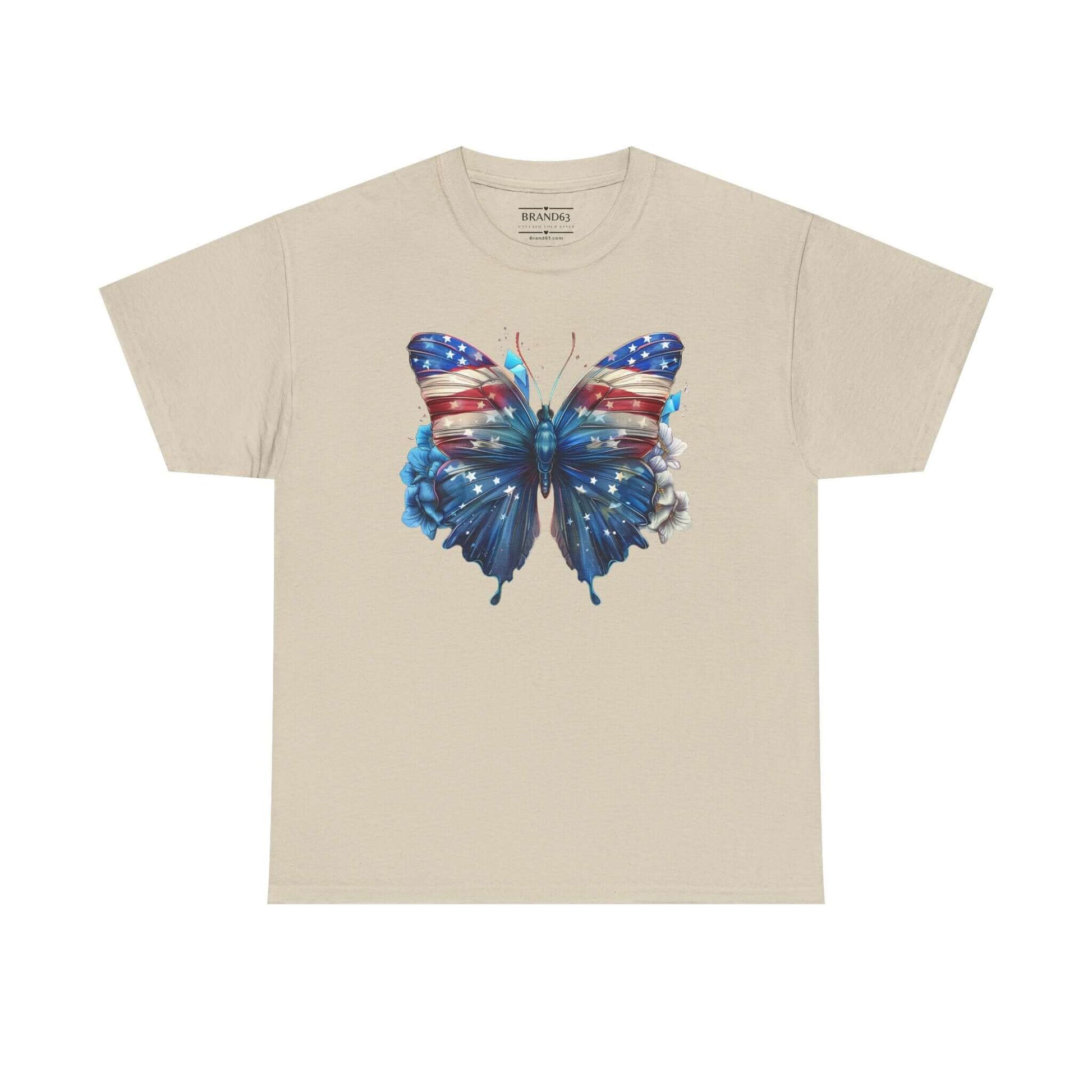 Women's American Flag and Butterfly 4th Of July Tee, Brand63