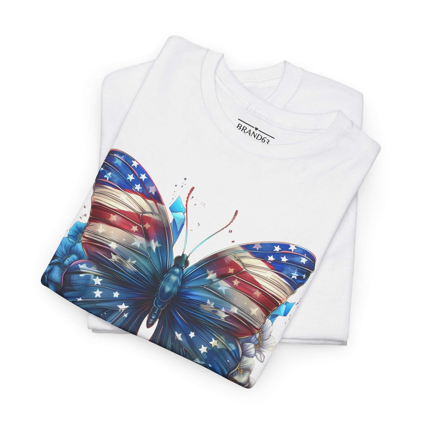 Women's American Flag and Butterfly 4th Of July Tee, Brand63