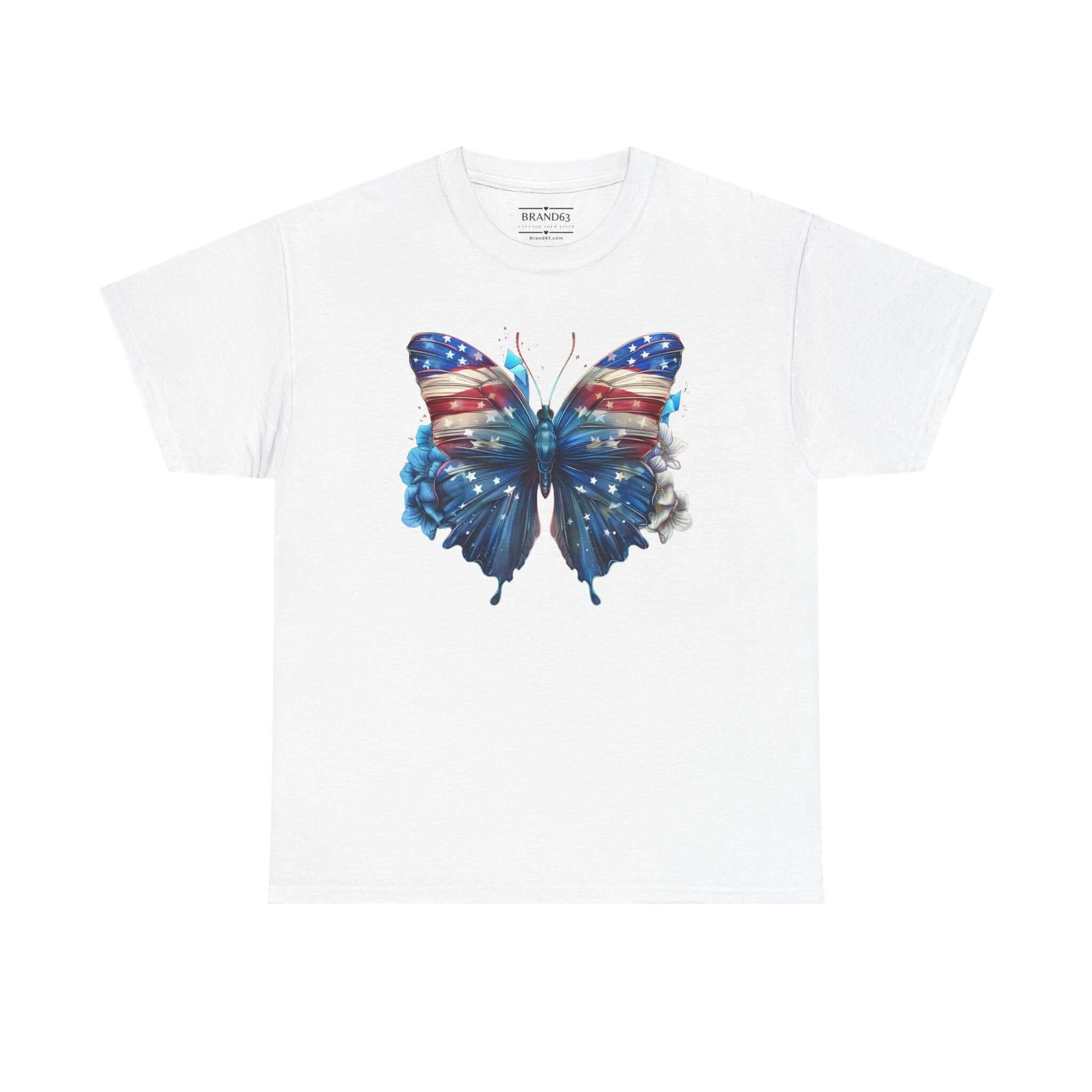 Women's American Flag and Butterfly 4th Of July Tee, Brand63