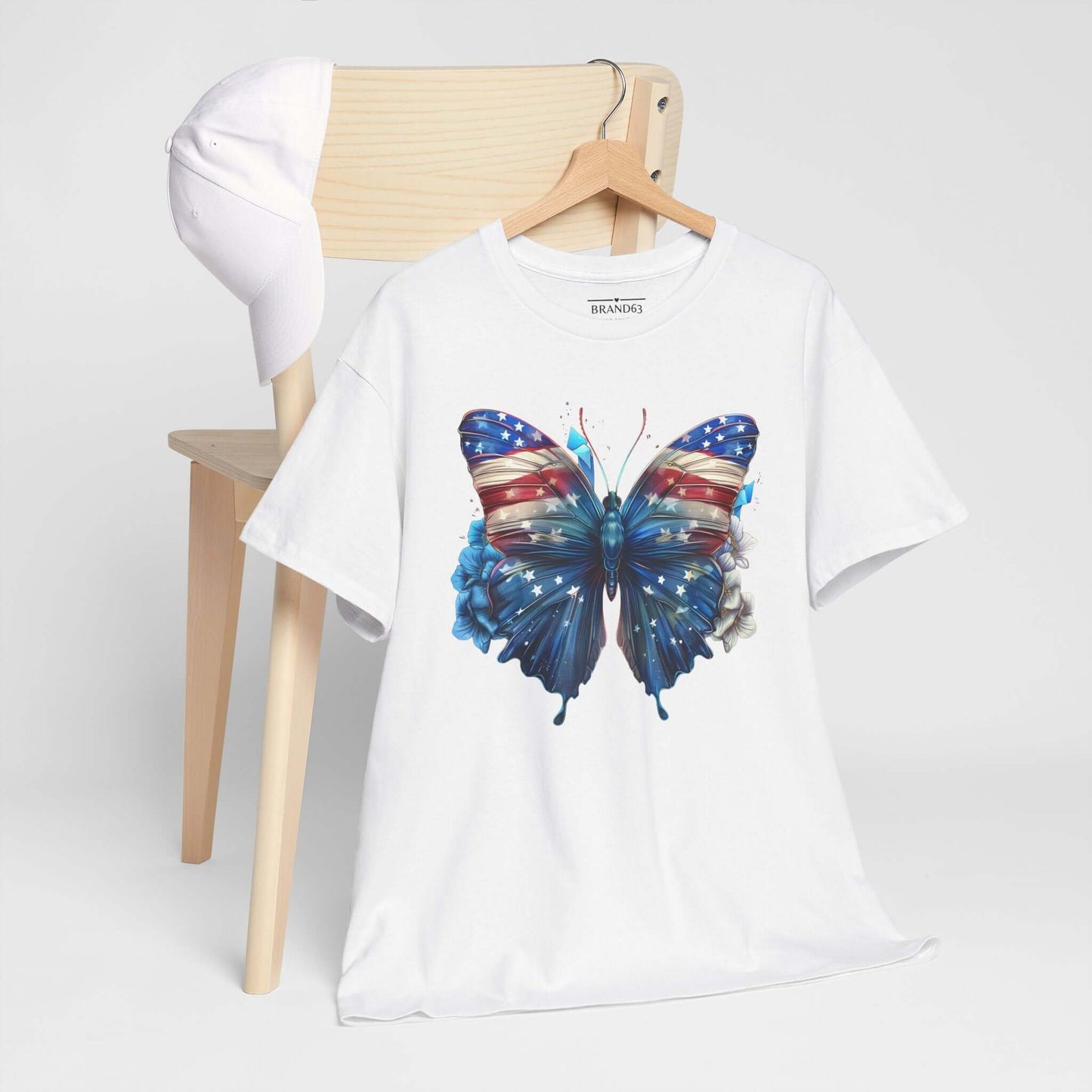 Women's American Flag and Butterfly 4th Of July Tee, Brand63