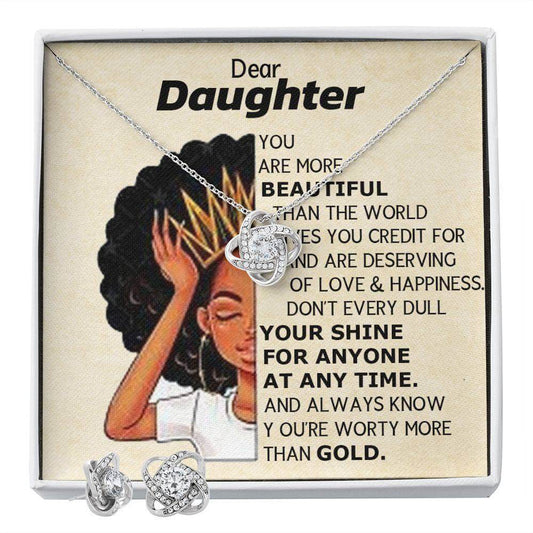 African American Daughter Gifts | Love Knot Necklace & Earring Set | Best Deals & Free Shipping | Best Deals & Free Shipping | Best Deals & Free Shipping, Brand63