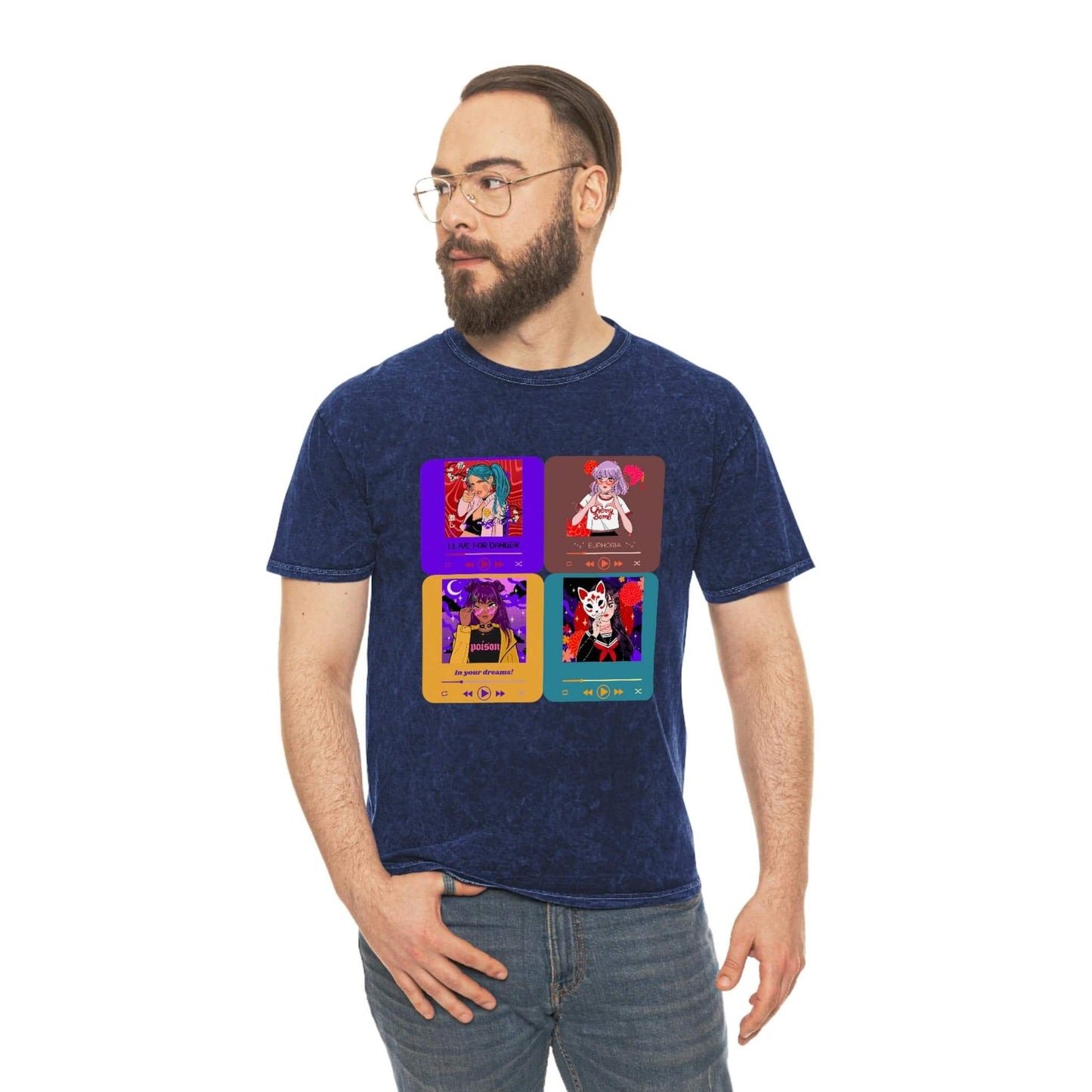 Anime Playlist Mineral Washed T-shirt | Unisex Mineral Wash T-Shirt, Brand63