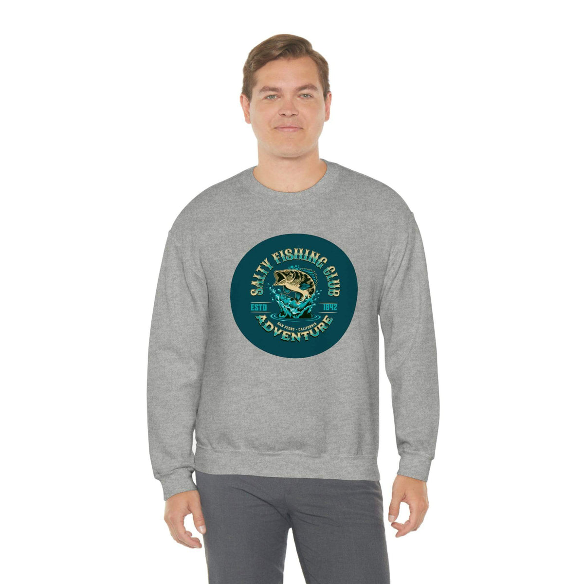 Bold Salty Fishing Club Adventure Crewneck Sweatshirt, Brand63